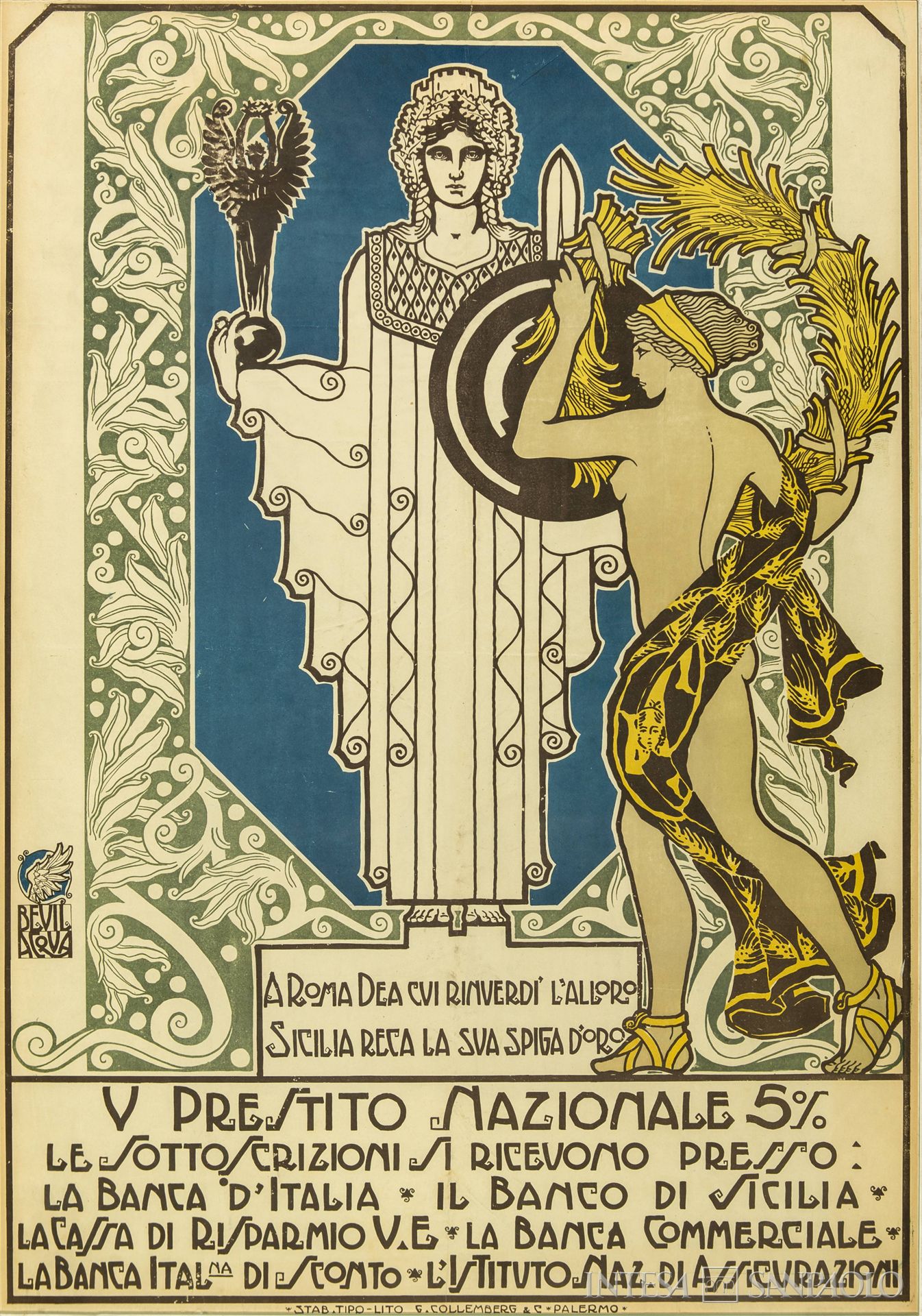 Banca Commerciale Italiana, manifesto per il V Prestito Nazionale, 1918 (illustrazione di Bevilacqua)