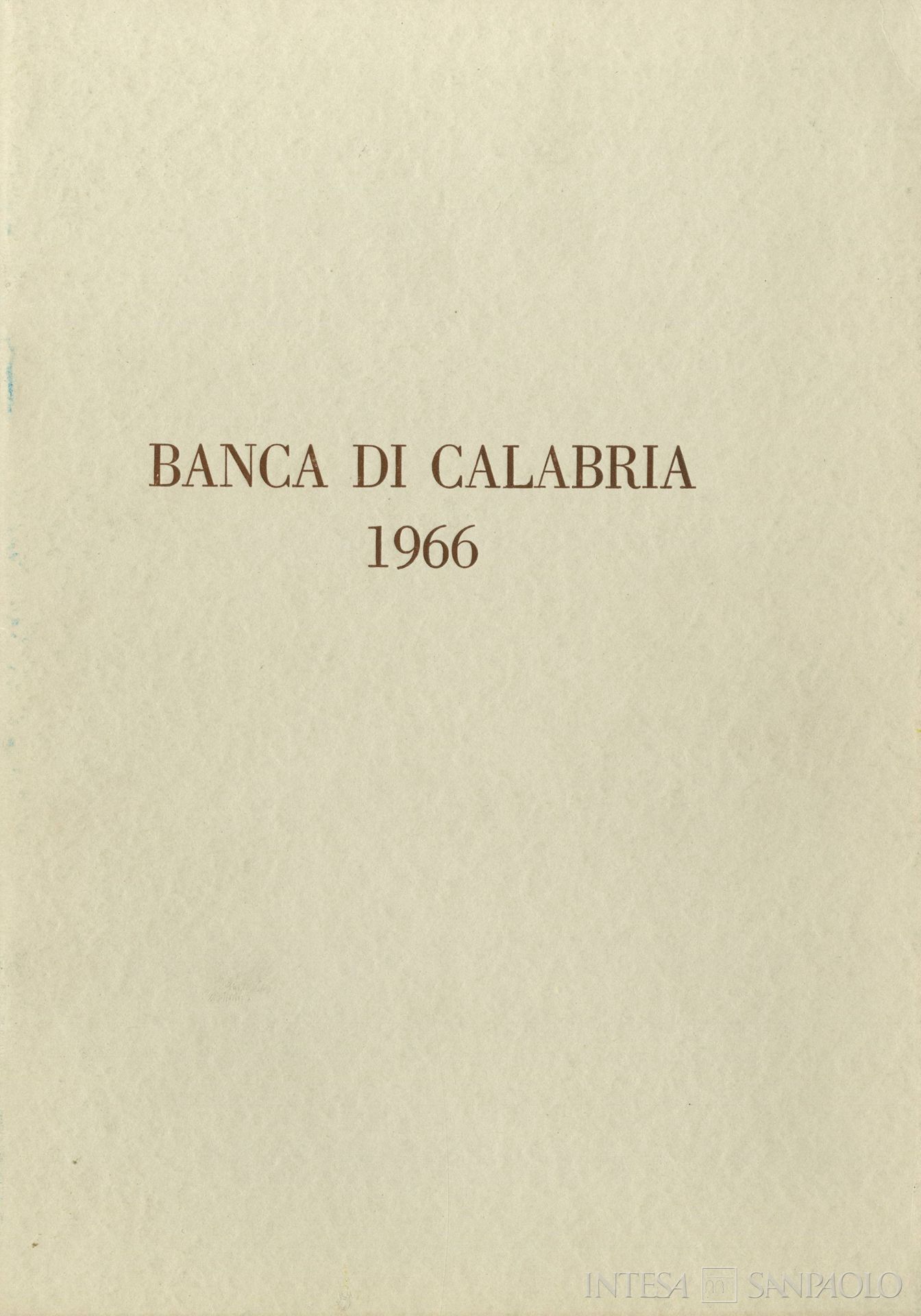 Banca di Calabria, copertina del bilancio del 1966