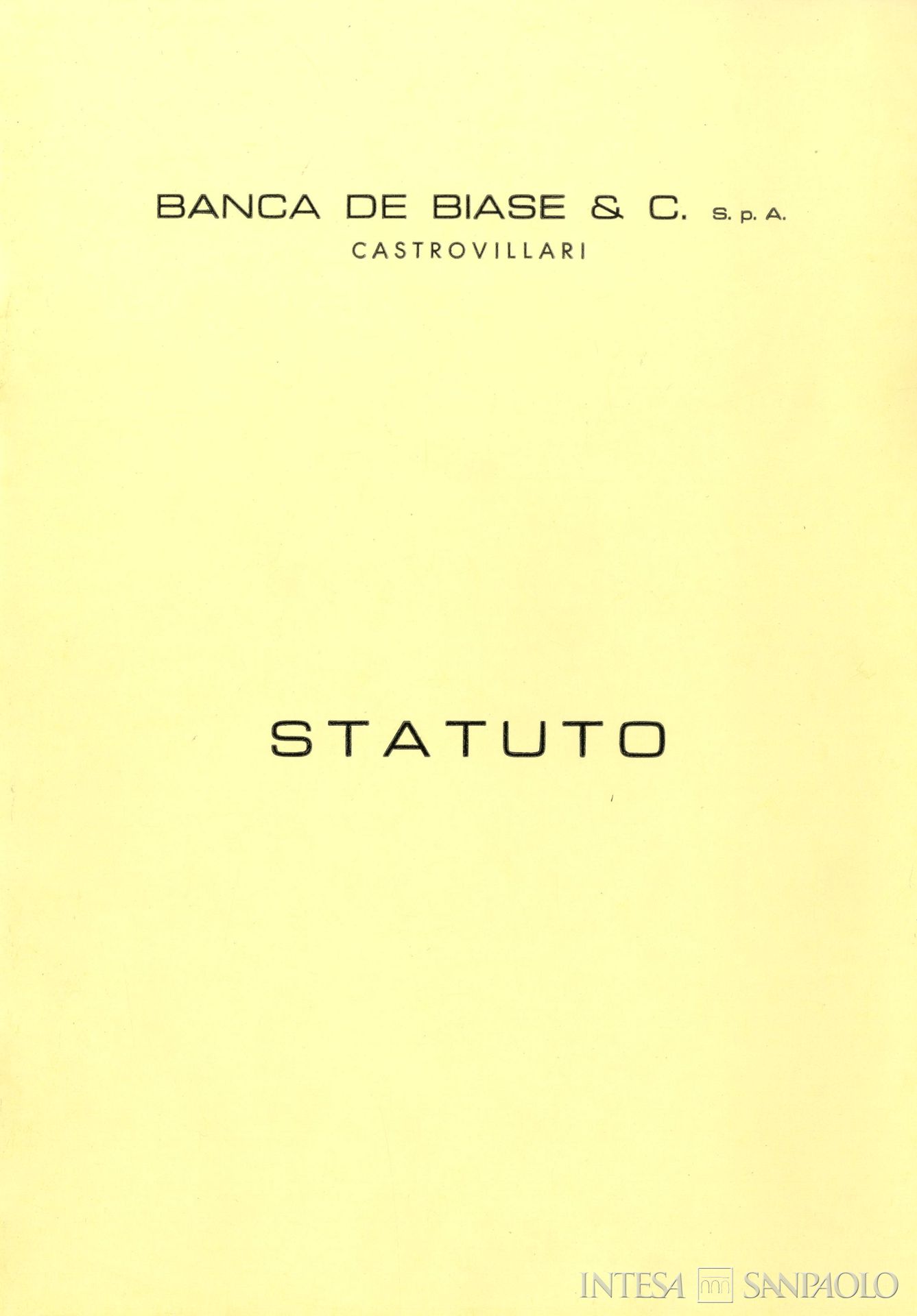 Banca De Biase & C., frontespizio dello statuto, 1982