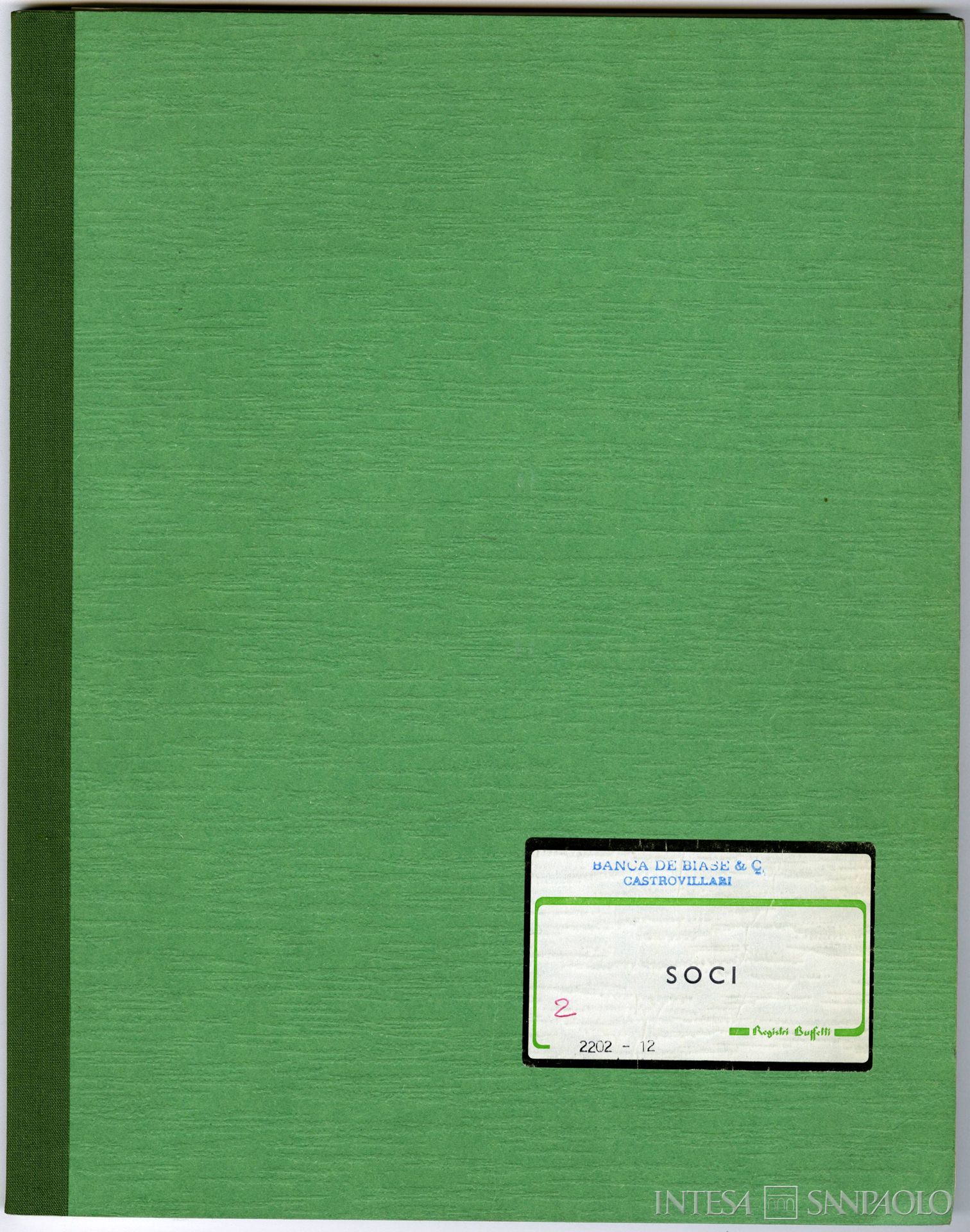 Banca De Biase & C., frontespizio del libro soci, 1982