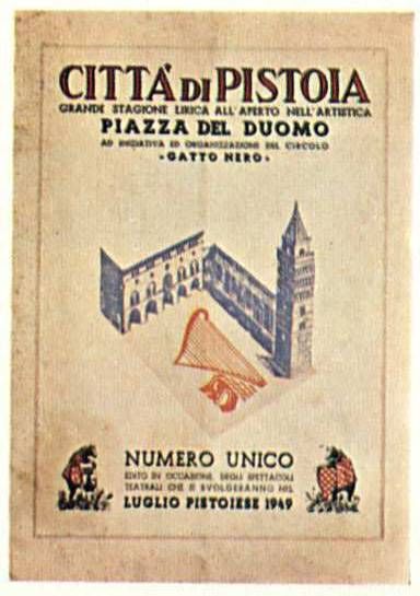 Banca di Pistoia, frontespizio del numero unico della pubblicazione dedicata al Luglio Pistoiese del 1949, documento tratto da Il Tremisse Pistoiese, n. 2, 1978