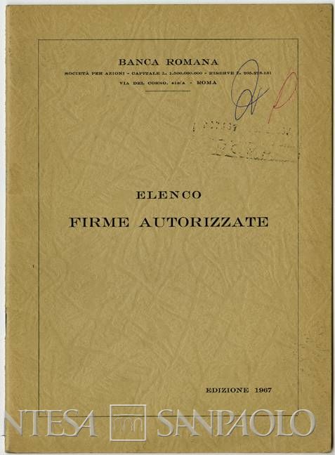 Banca Romana, elenco delle firme autorizzate, 1967