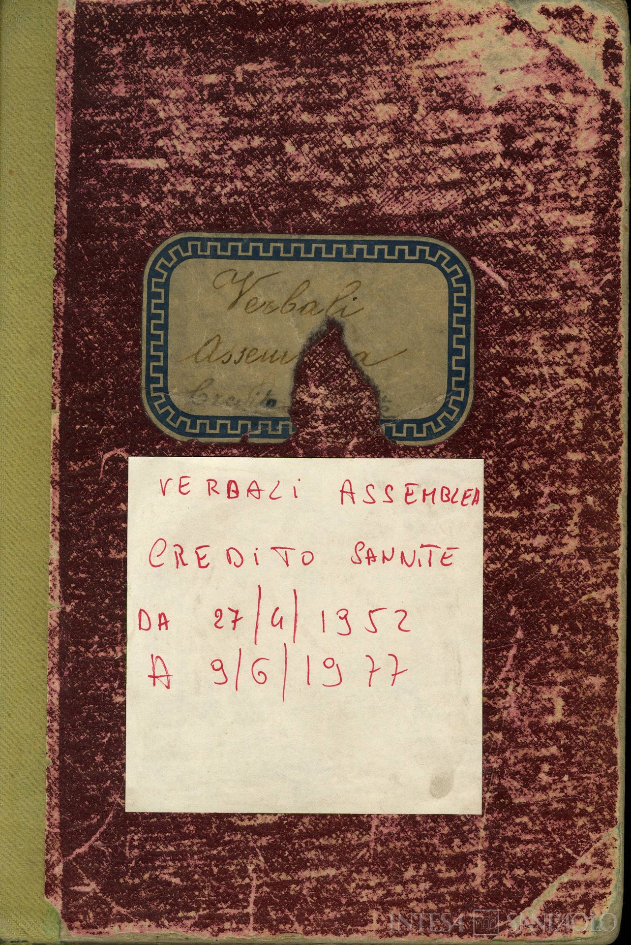 Credito Sannite, copertina del libro dei Verbali delle Assemblee, 1952-1977
