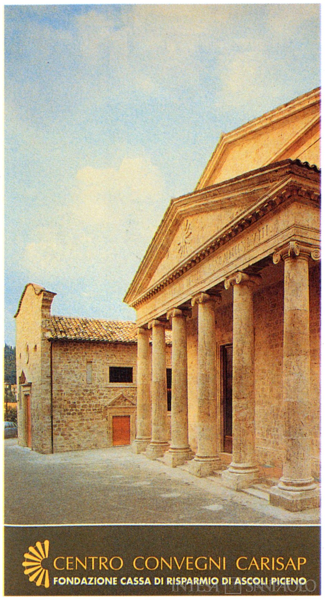 Cassa di Risparmio di Ascoli Piceno, manifesto del Centro Convegni dell'Istituto, inaugurato nel 1992 in occasione delle celebrazioni del suo 150° anniversario, fotografia tratta da Rendiconto dell'esercizio 1992, 1993