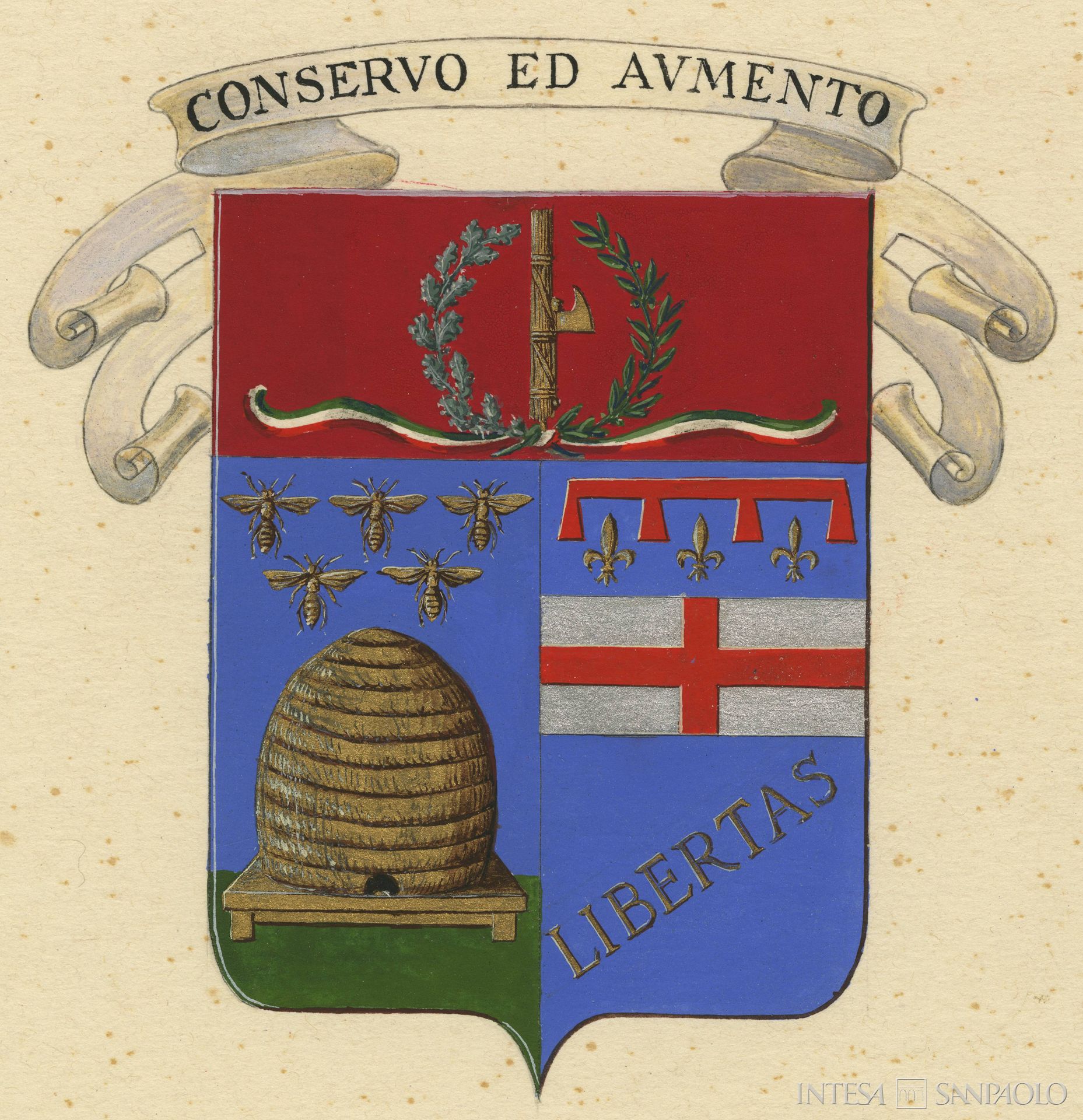 Cassa di Risparmio in Bologna, stemma assegnato all'Istituzione da Re Vittorio Emanuele III il 28 giugno 1938