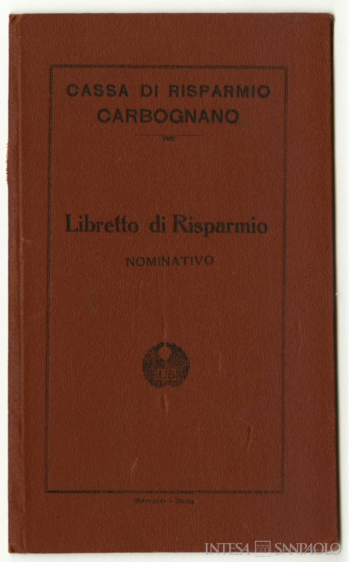 Cassa di Risparmio di Carbognano, frontespizio di un libretto di risparmio, 1924