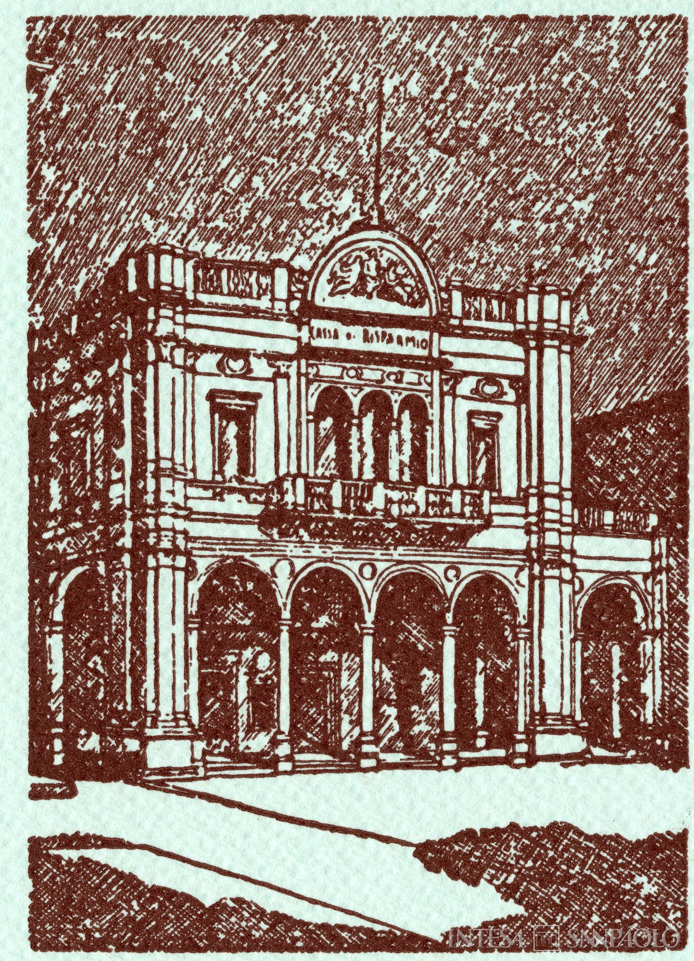Cassa di Risparmio di Città di Castello, illustrazione raffigurante la sede dell'istituto, tratta da Relazioni e bilancio, 1984