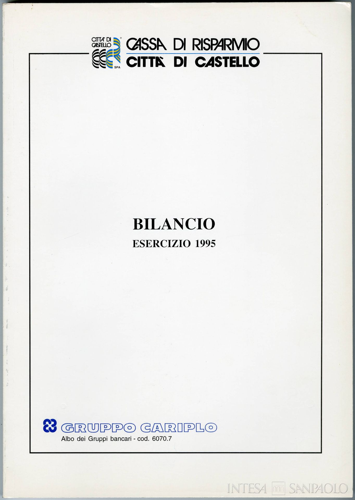 Cassa di Risparmio di Città di Castello, frontespizio della pubblicazione Relazioni e bilancio, 1995
