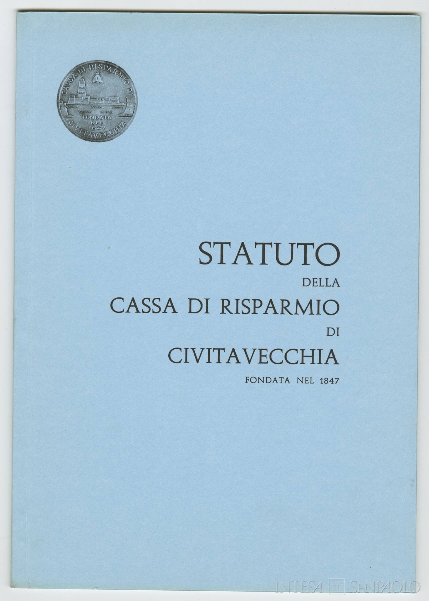 Cassa di Risparmio di Civitavecchia, frontespizio dello statuto, 1970