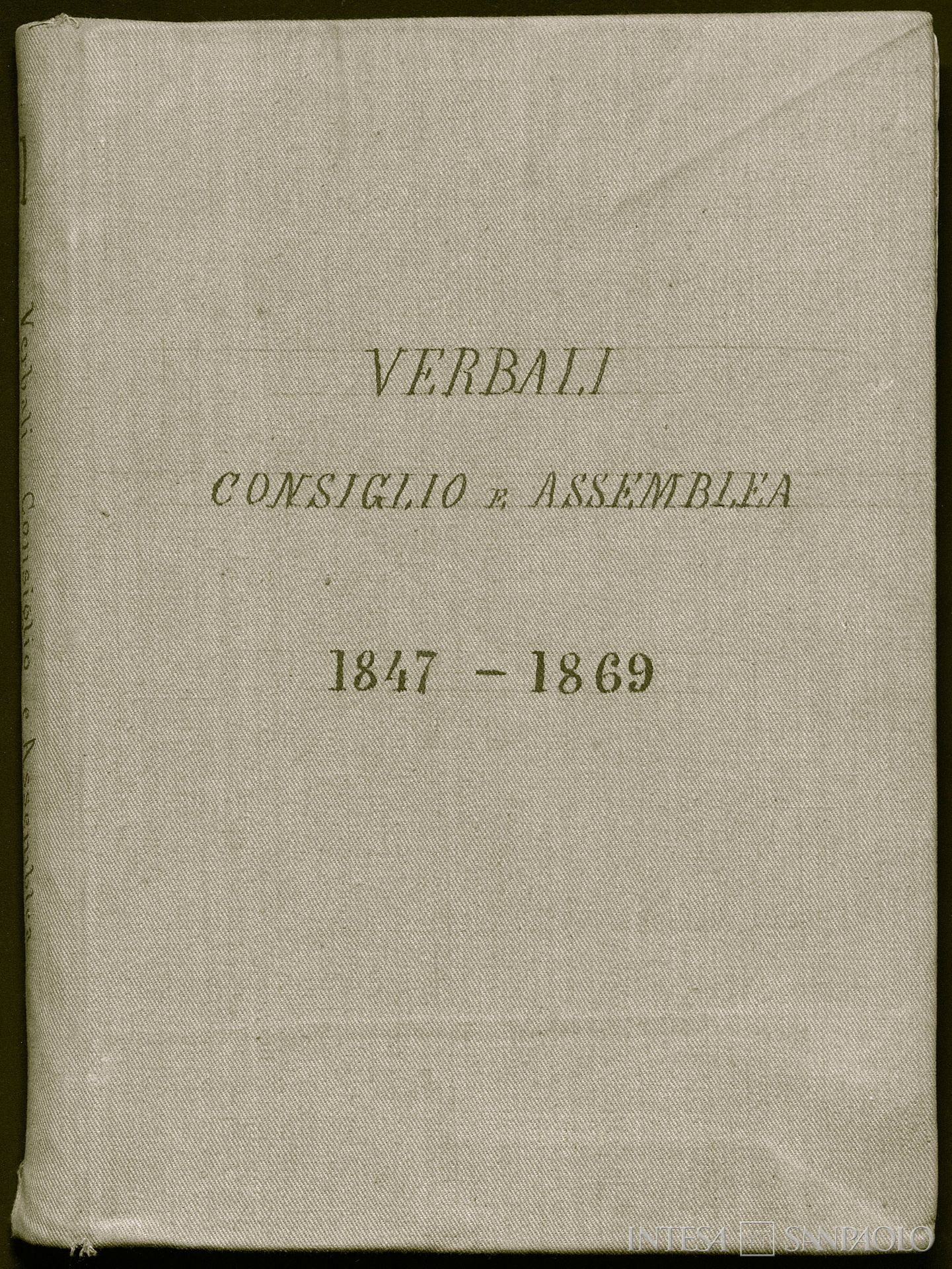 Cassa di Risparmio di Civitavecchia, copertina del libro dei verbali del Consiglio di Amministrazione, 1847-1869