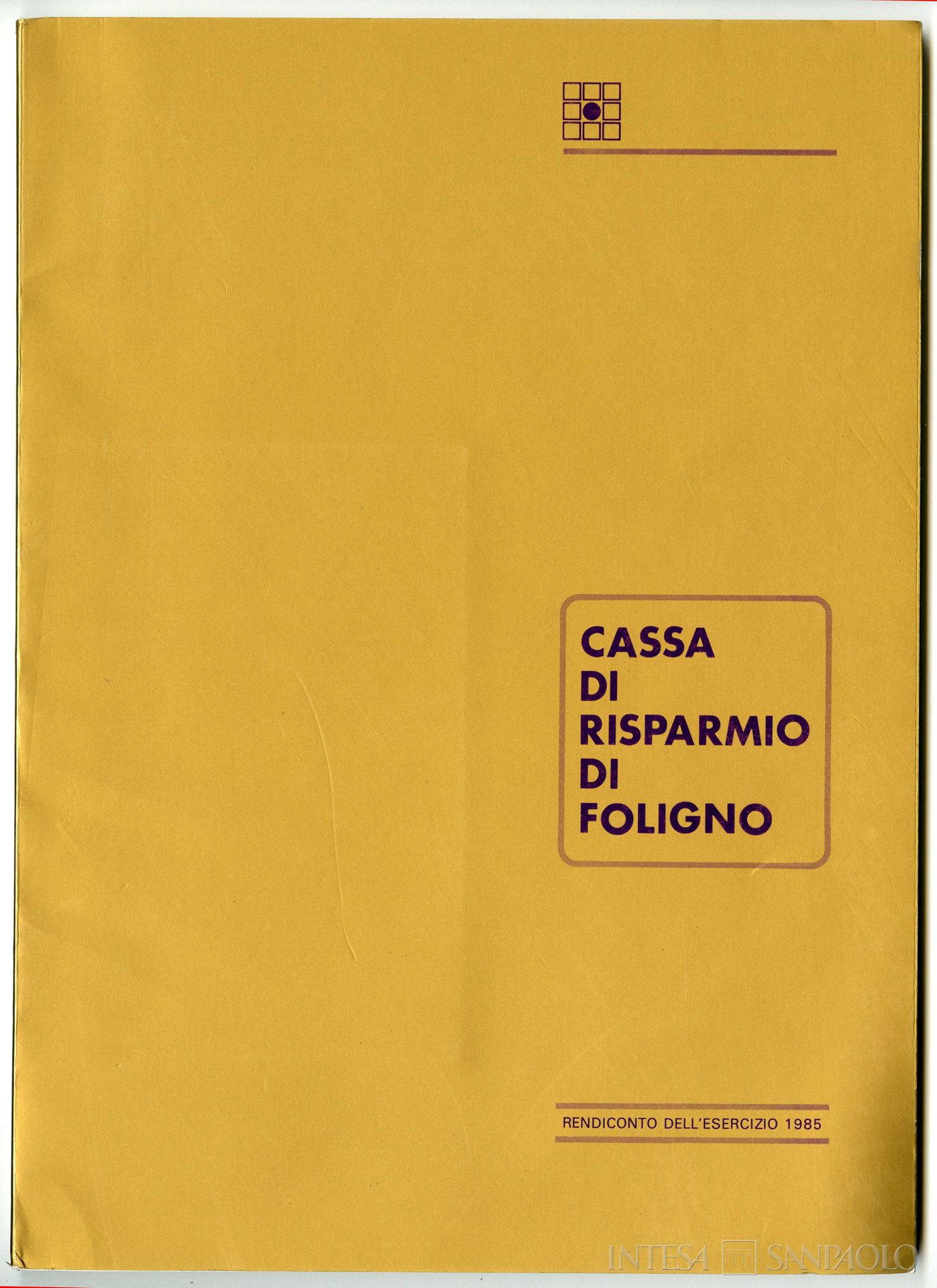 Cassa di Risparmio di Foligno, frontespizio della pubblicazione Rendiconto dell'esercizio 1985, 1986
