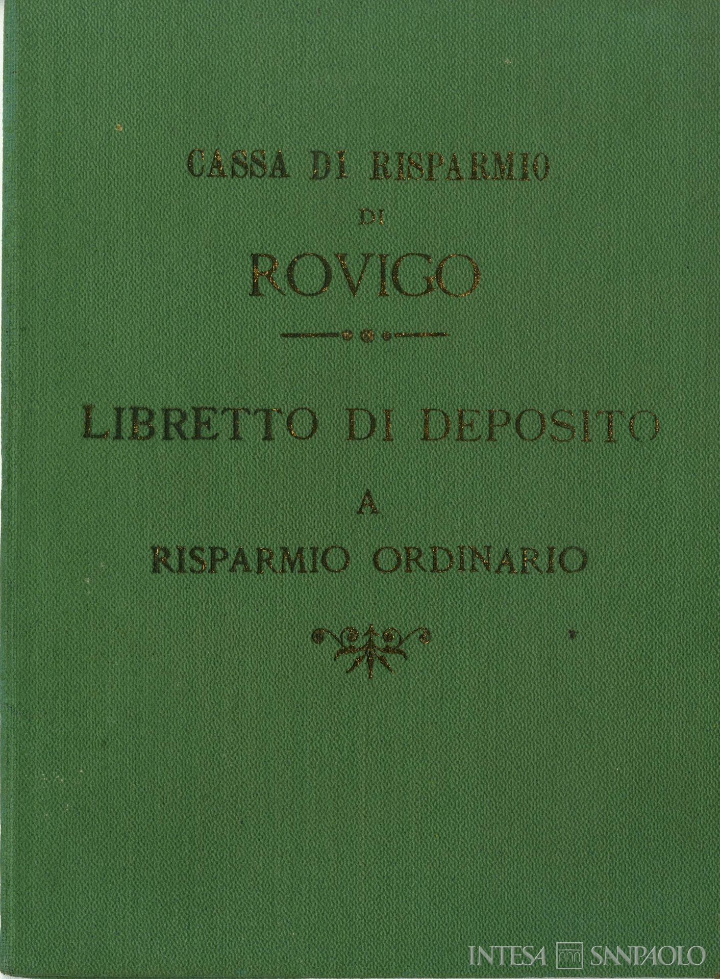 Cassa di Risparmio di Rovigo, copertina di un libretto di risparmio per clienti privati, 1923