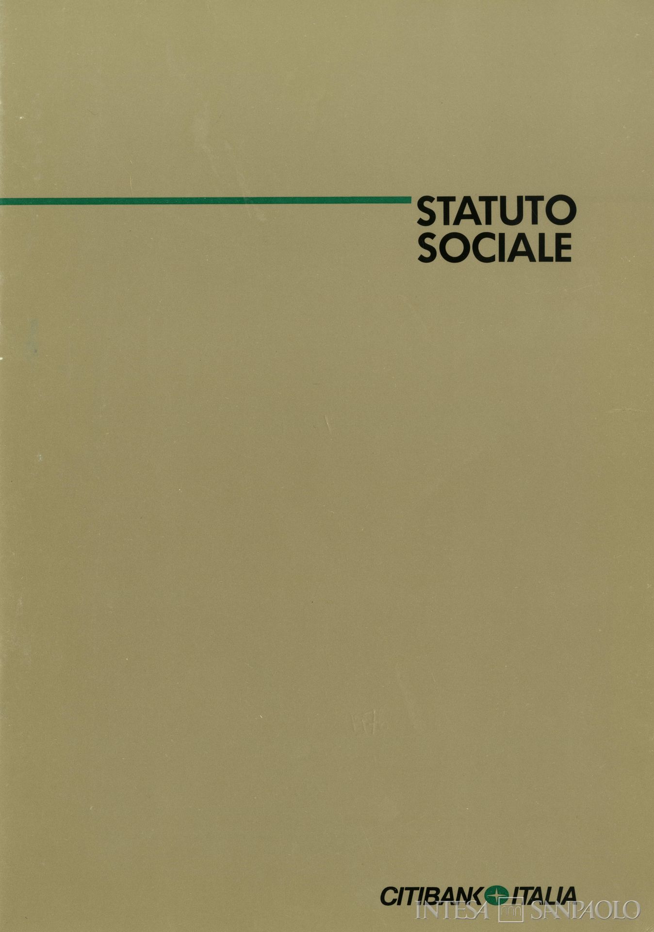 Citibank Italia, frontespizio dello statuto, 1987