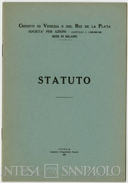 Credito di Venezia e del Rio de la Plata, statuto, 1956