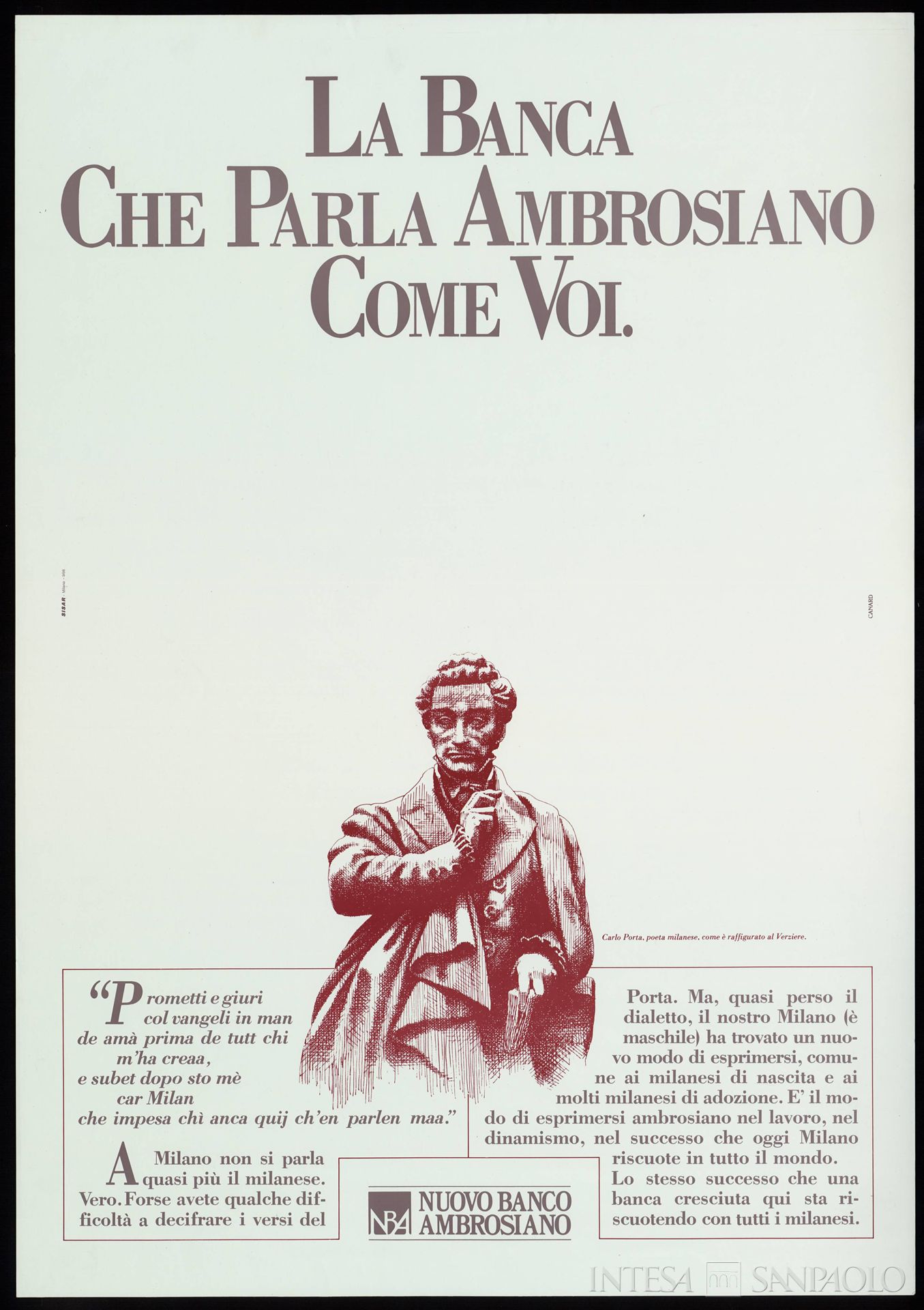 Nuovo Banco Ambrosiano, manifesto pubblicitario, 1986 (stampatore Canard)