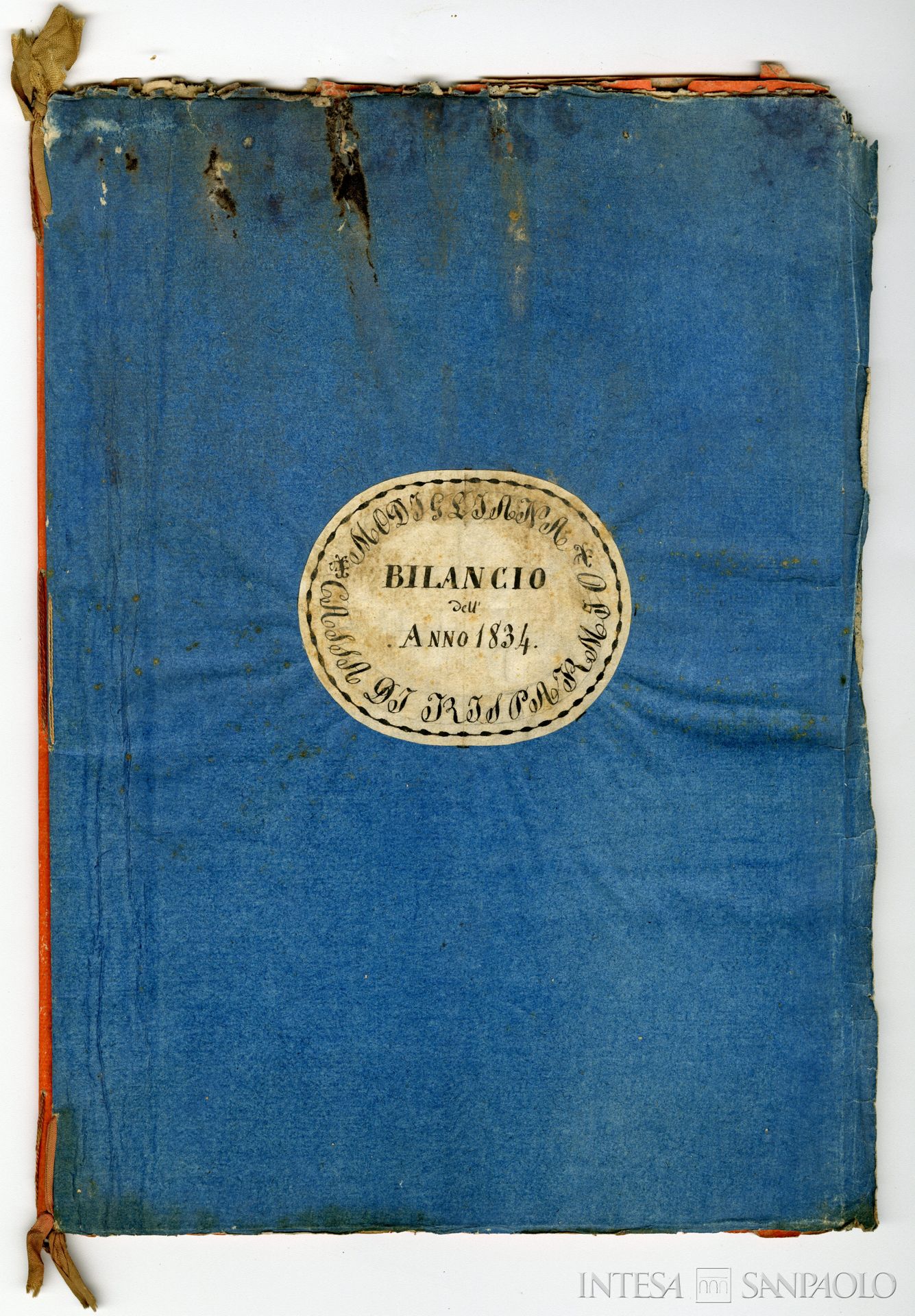 Cassa di Risparmi e Depositi di Modigliana, copertina del bilancio del 1834