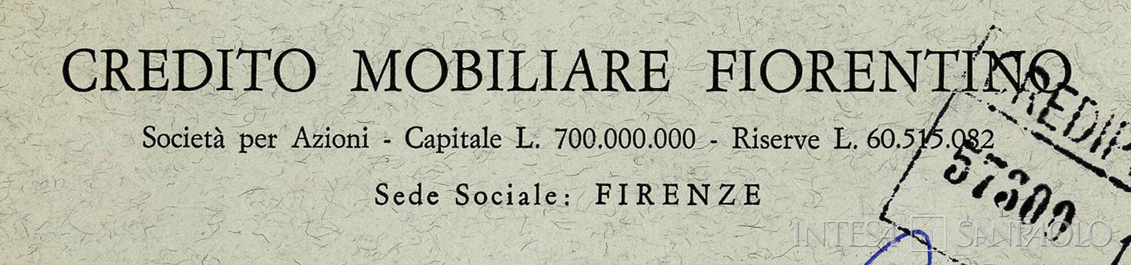 Credito Mobiliare Fiorentino, dettaglio della copertina dell'elenco delle firme autorizzate, 1967