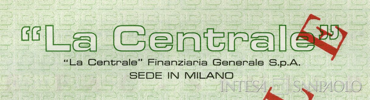 La Centrale, dettaglio del facsimile di un certificato azionario da 23 azioni, 1981