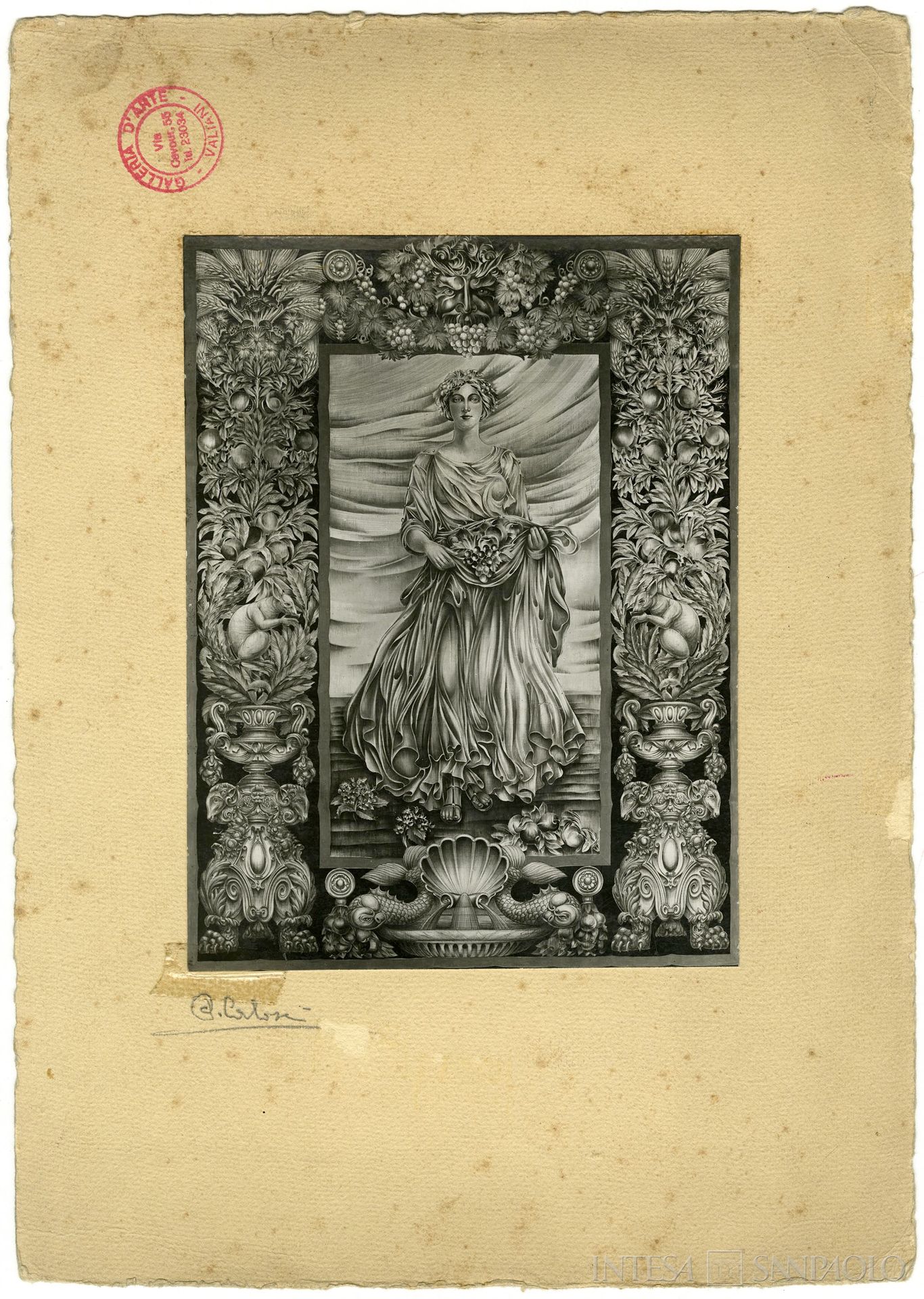 Cassa di Risparmio di Pistoia, L'abbondanza affresco dipinto di Luigi Mazzei per Palazzo Azzolini, 5 settembre 1931 (fotografia di Reale Foto-Ars di Piero Calosci)