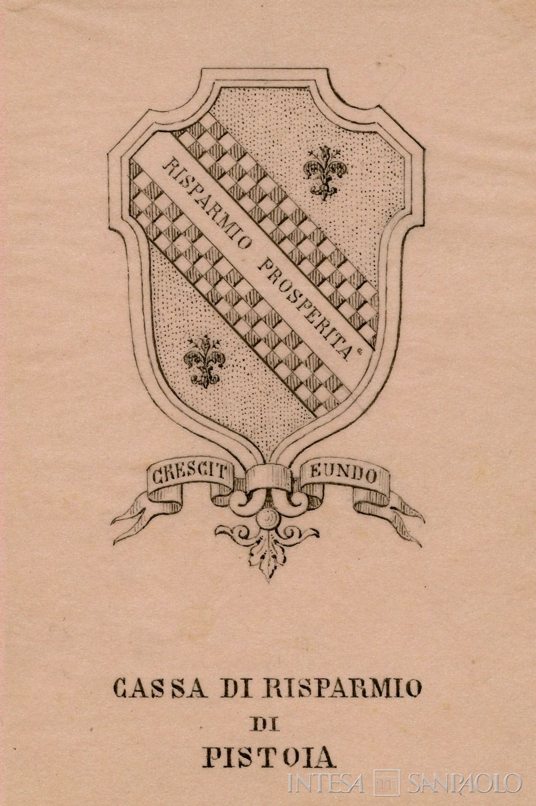 Cassa di Risparmio di Pistoia, primo stemma dell'Istituto realizzato nel 1894, tratto dall'album Ricordi di Stemmi