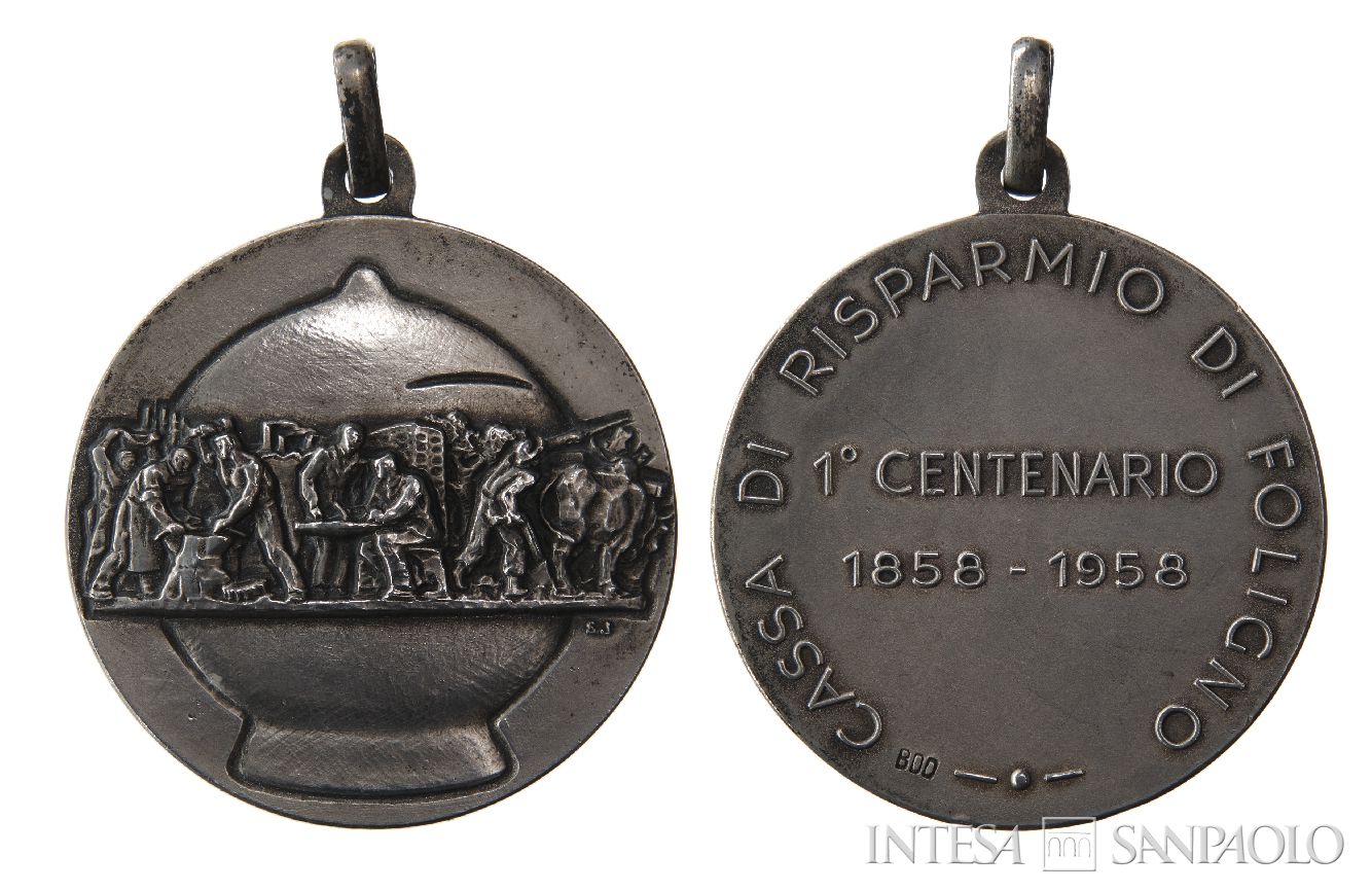 Cassa di Risparmio di Foligno, medaglia commemorativa del primo centenario di fondazione 1858-1958