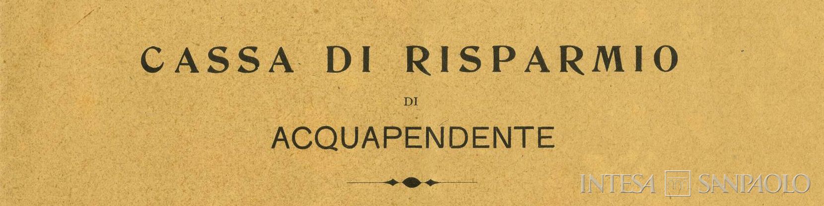 Cassa di Risparmio di Acquapendente, dettaglio del frontespizio dello Statuto, 1908