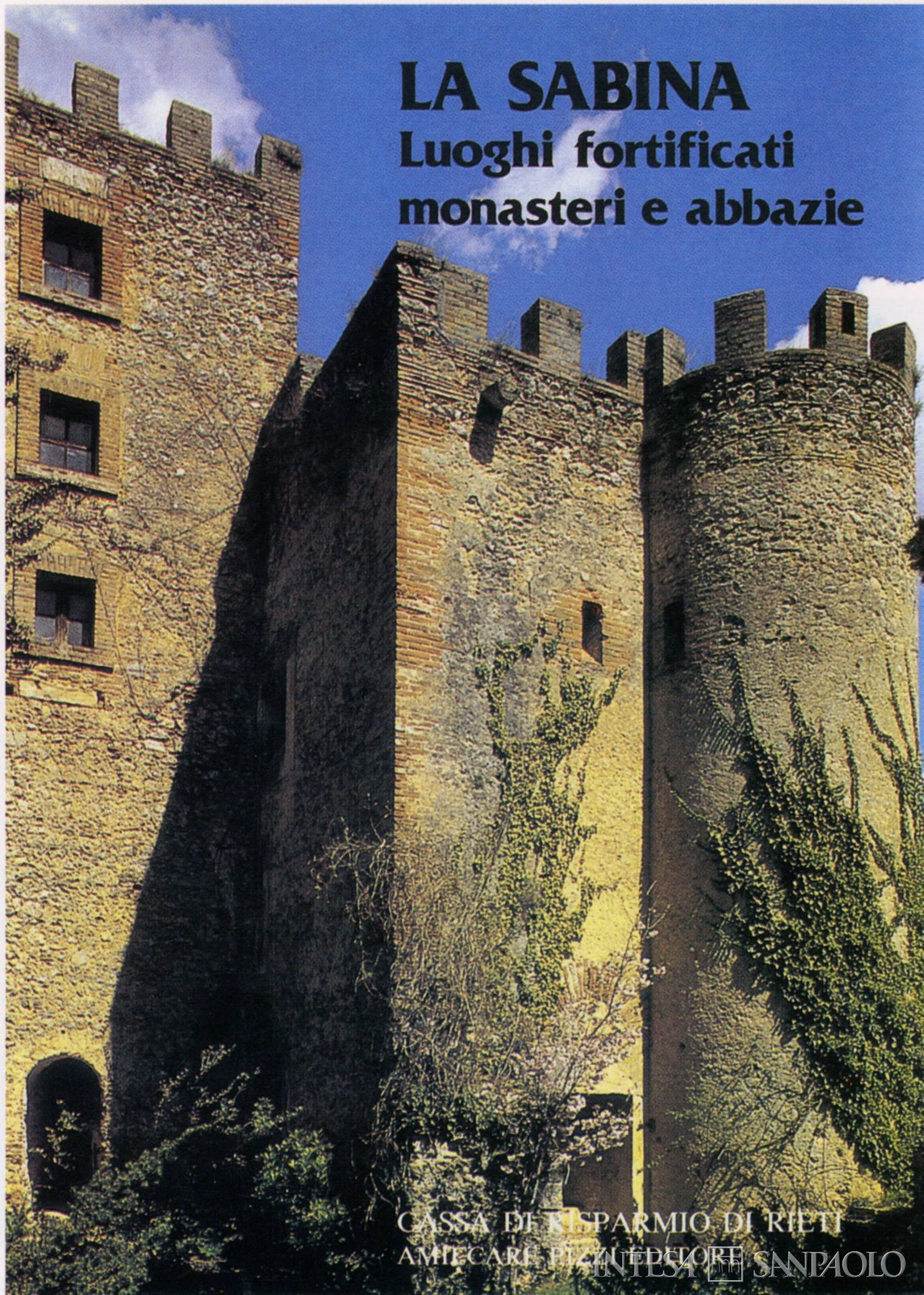 Cassa di Risparmio di Rieti, copertina del volume La Sabina. Luoghi fortificati, monasteri e abbazie edito dall'Istituto nel 1985