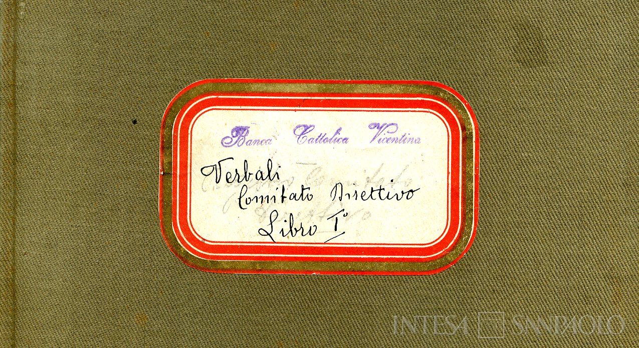 Banca Cattolica Vicentina, dettaglio della copertina del primo libro dei verbali del Comitato direttivo