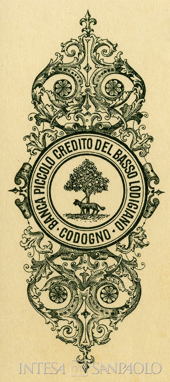 Banca Piccolo Credito del Basso Lodigiano, dettaglio di assegno bancario, anni Venti