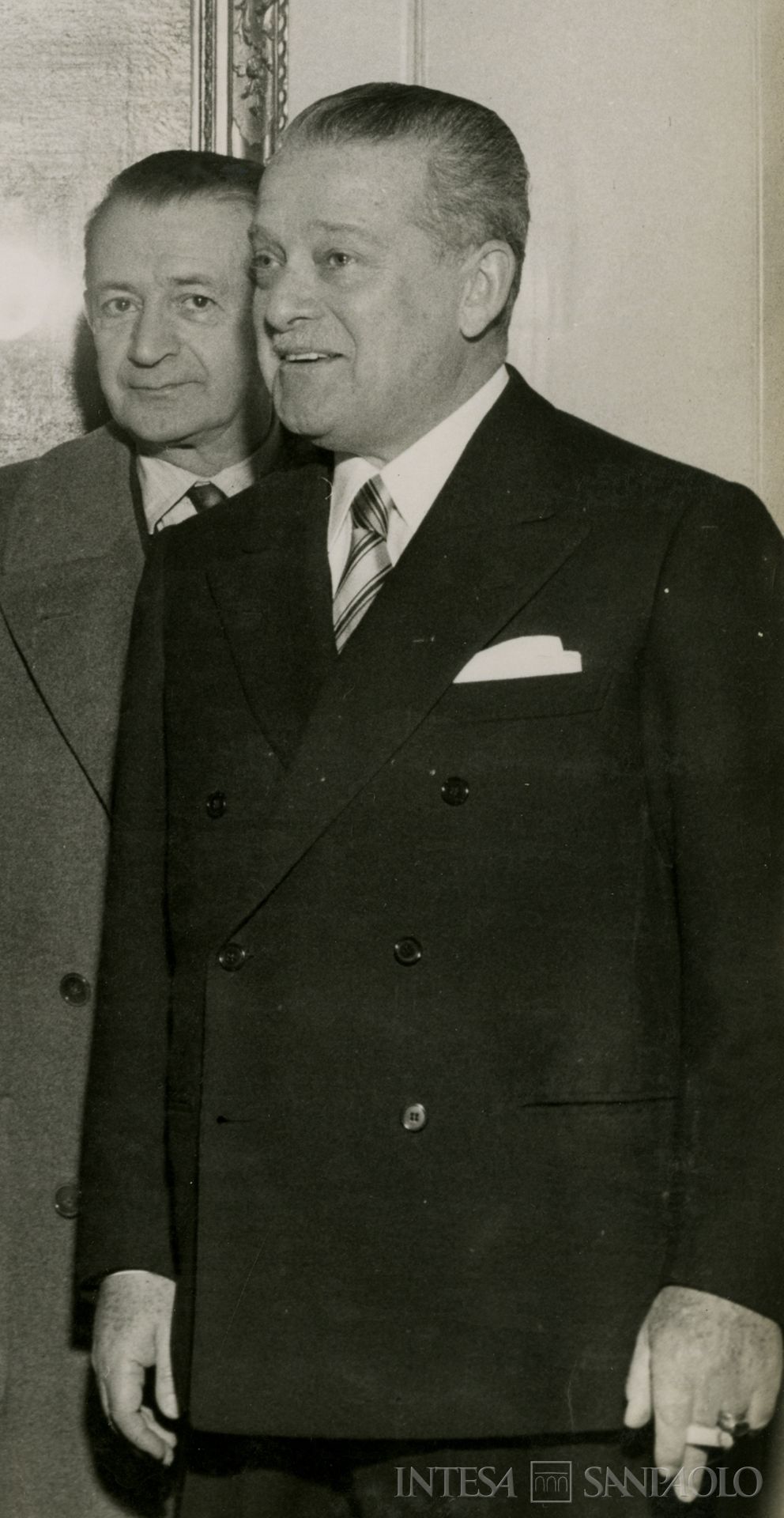 Banco Ambrosiano, il presidente Franco Ratti di Desio durante un evento in sede, particolare, ante 1953 (fotografia di Publifoto)