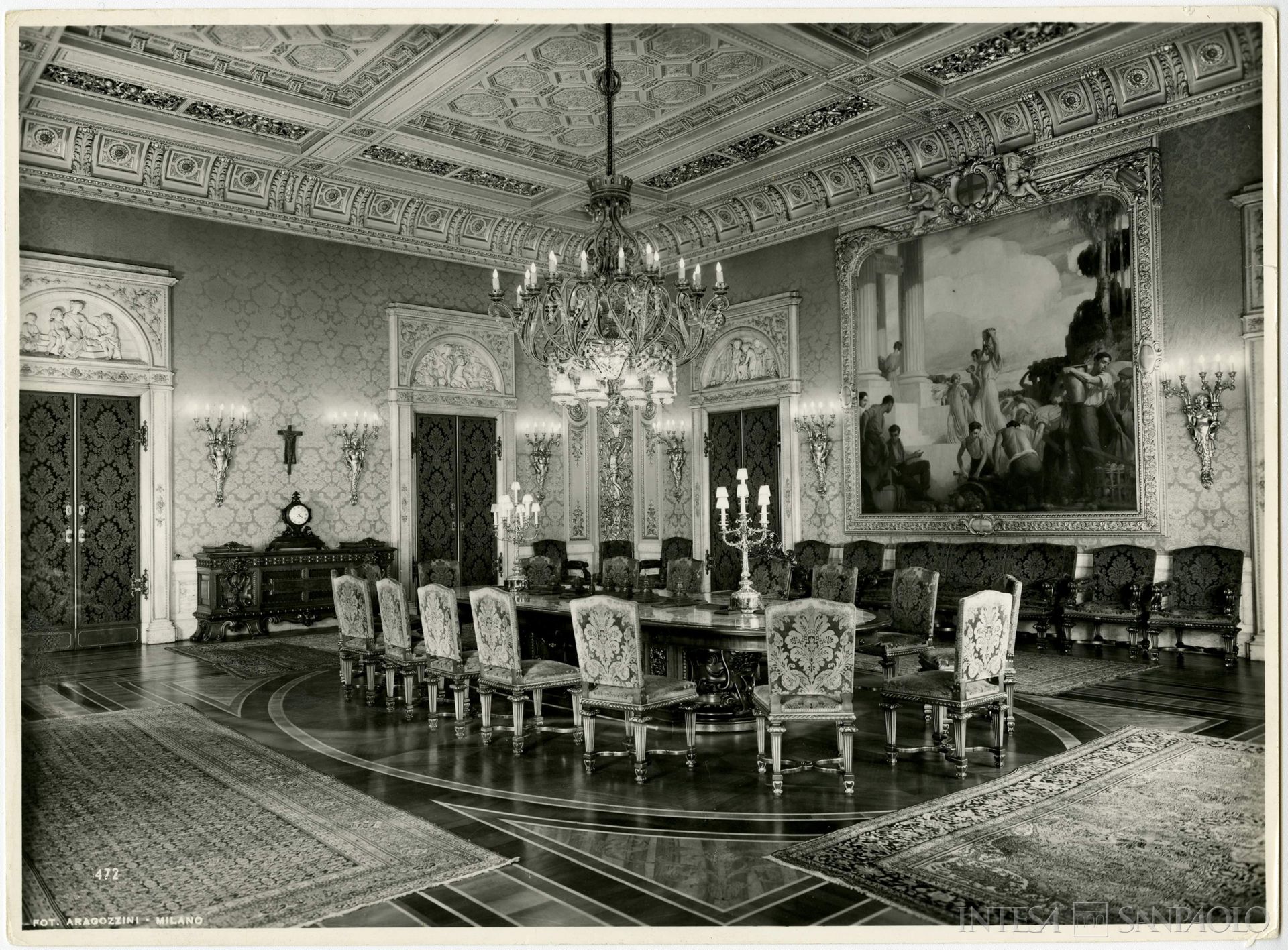 Cassa di Risparmio delle Provincie Lombarde, Milano, Cà de Sass, salone d'onore della Commissione Centrale di Beneficenza, 1959 (fotografia di Vincenzo Aragozzini)