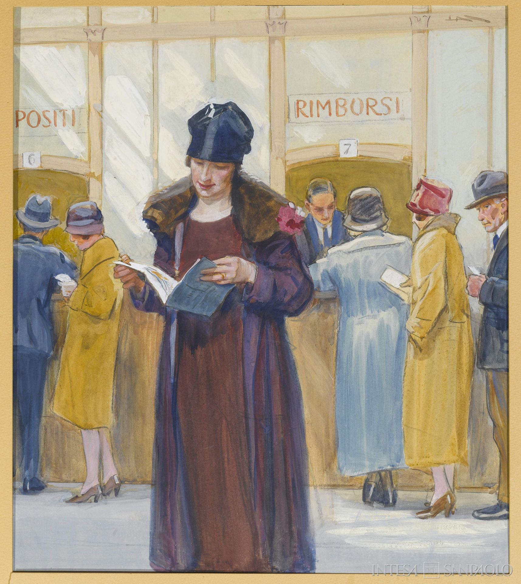 Cassa di Risparmio delle Provincie Lombarde, bozzetto di Leopoldo Metlicovitz sul risparmio, anni 1930