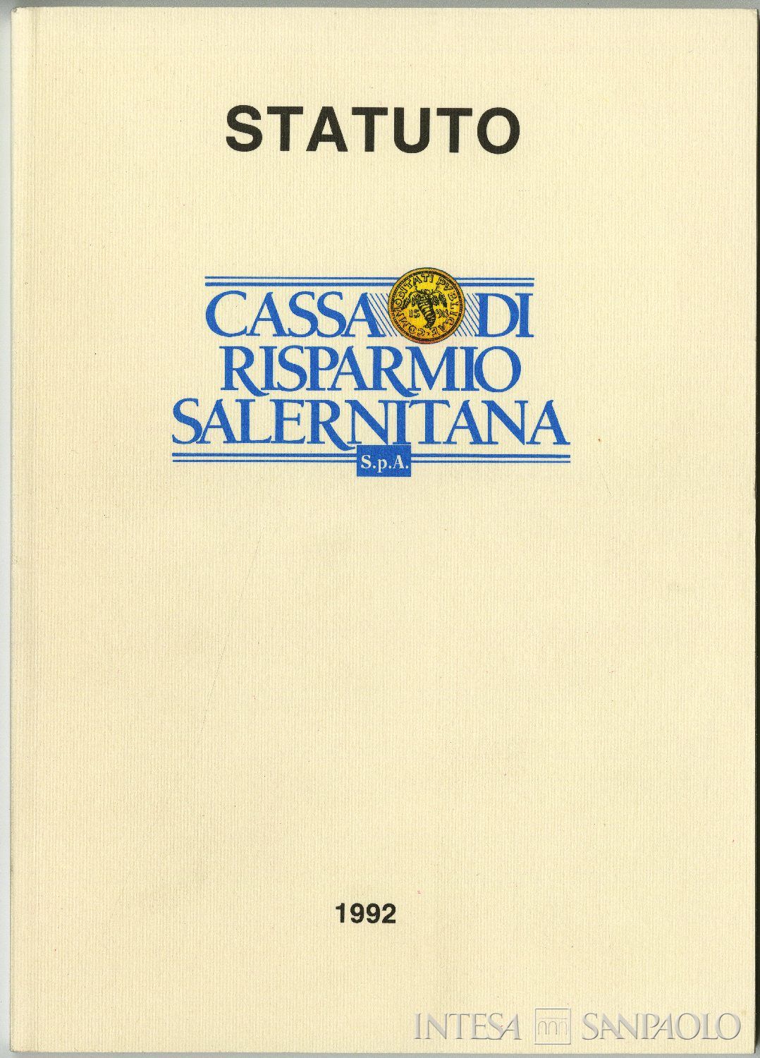 Cassa di Risparmio Salernitana, statuto, 1992