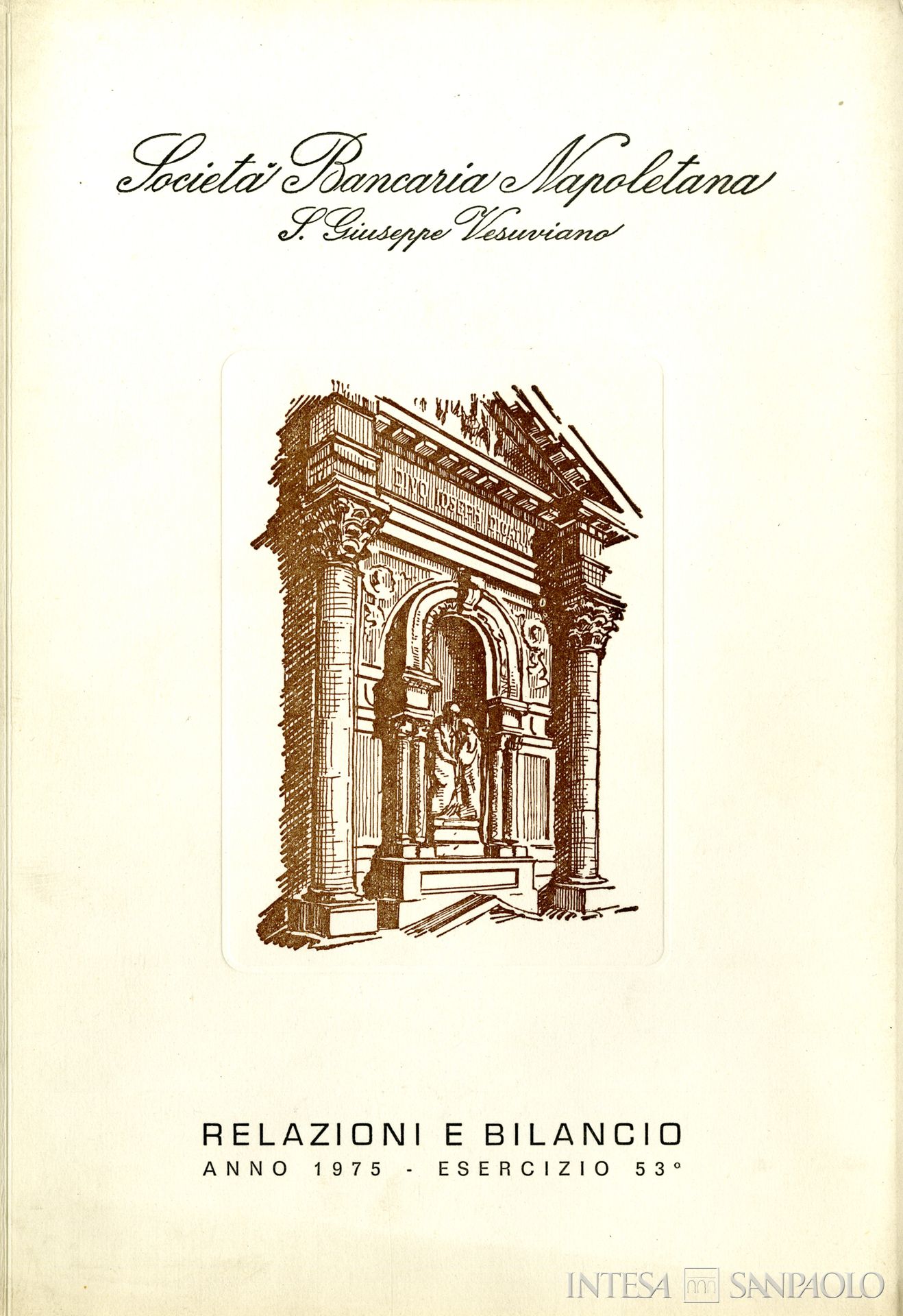 Società Bancaria Napoletana, frontespizio del bilancio 1975