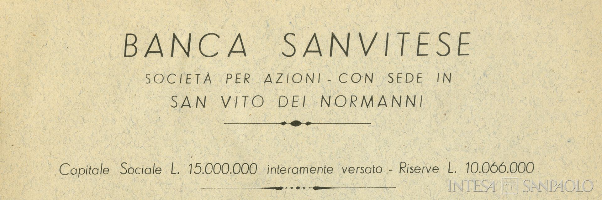 Banca Sanvitese, dettaglio del frontespizio del bilancio del 1951