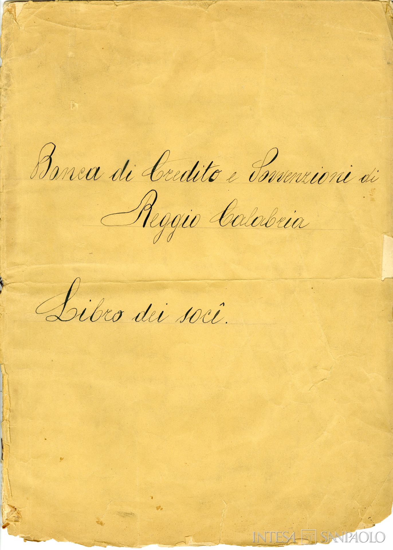 Banca di Credito e Sovvenzioni, frontespizio del libro dei soci dal 1923 al 1965