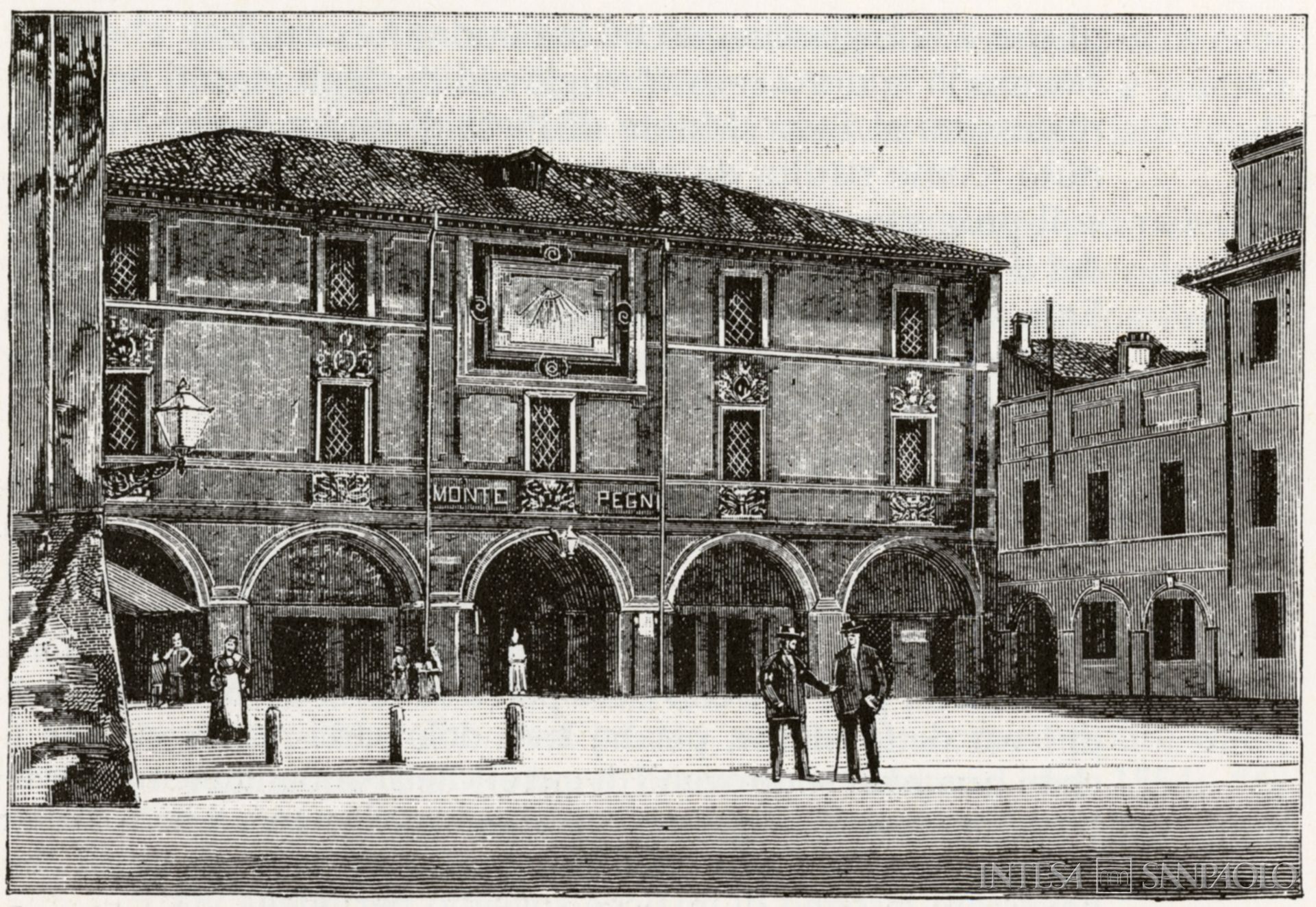 Monte di Pietà di Lendinara, illustrazione della sede, tratta da Il Monte di pietà di Rovigo e gli antichi istituti di pegno del Polesine, 1987