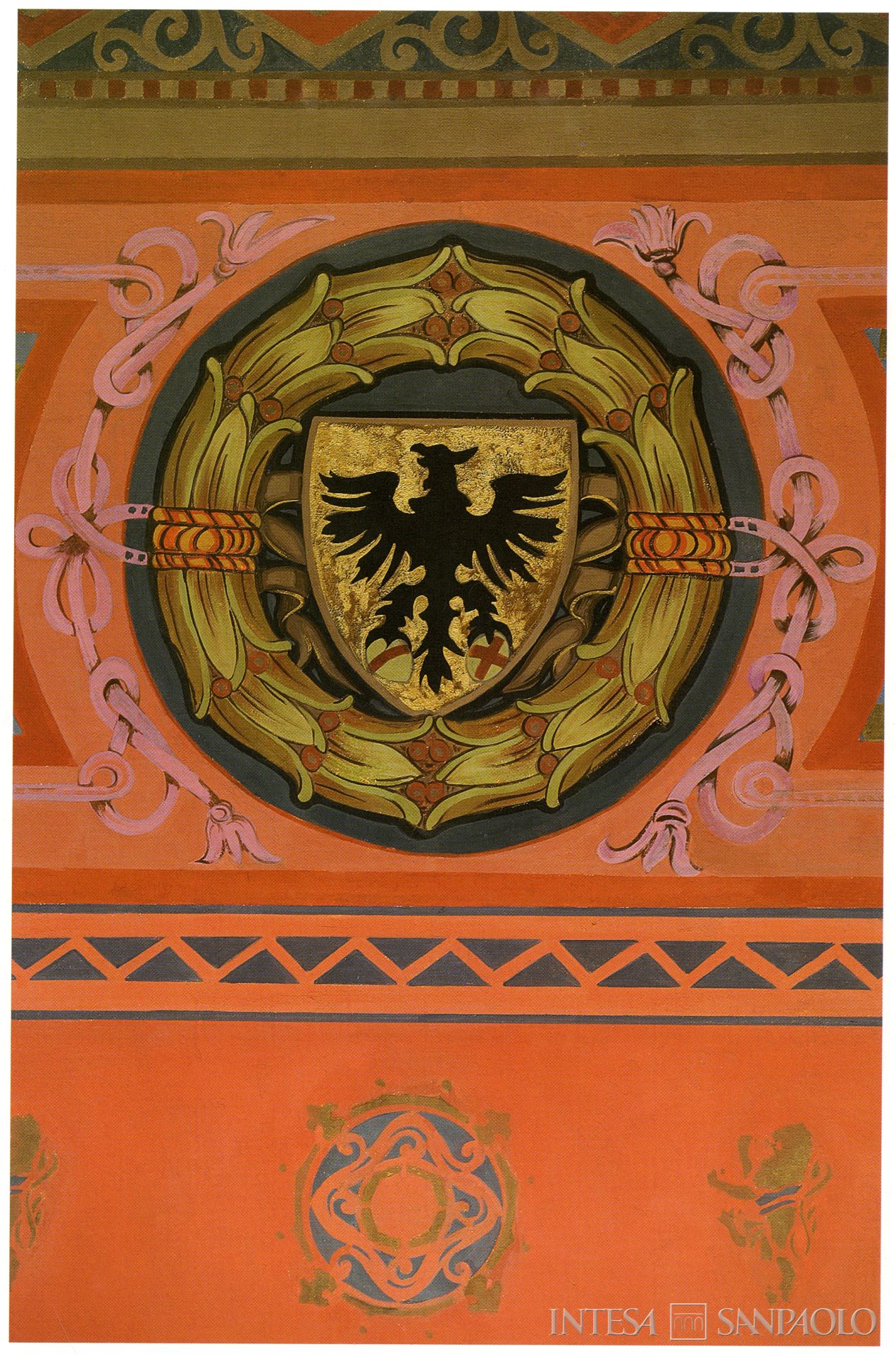 Monte di Pietà di Forlì, particolare del soffitto a cassettoni dell'Ufficio di Presidenza della sede, poi Palazzo di Residenza della Fondazione Cassa dei Risparmi di Forlì, fotografia tratta da Il Monte di Pietà. Palazzo di Residenza della Fondazione Cassa dei Risparmi di Forlì, 2007 (fotografia di Giorgio Palatini)