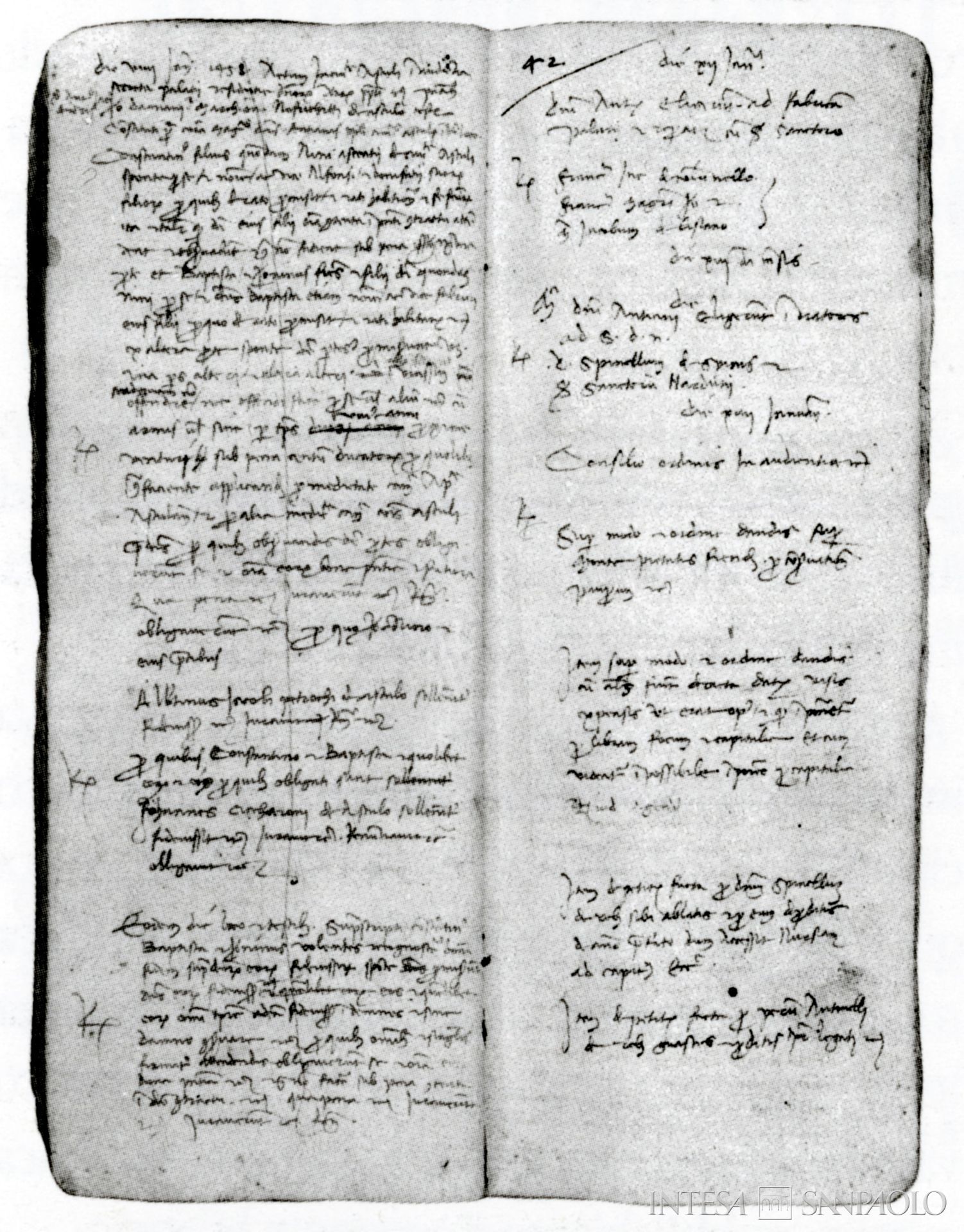 Monte di Credito su Pegno di Ascoli, Bastardello contenente la relazione autentica sull'origine del Monte di Pietà, 14 gennaio 1458, documento tratto da La Cassa di Risparmio di Ascoli Piceno compie 150 anni, 1992
