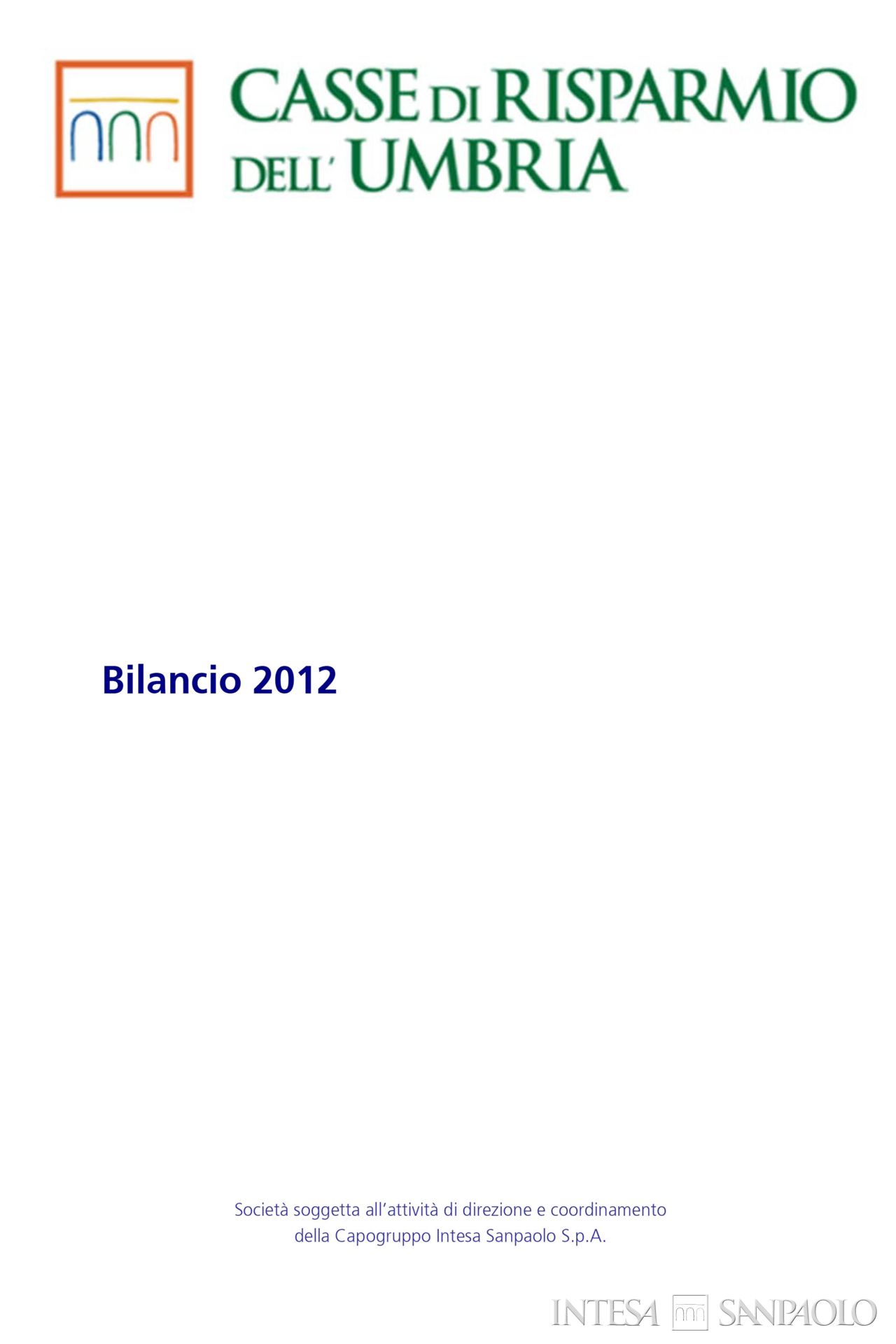 Casse di Risparmio dell'Umbria, copertina del bilancio 2012