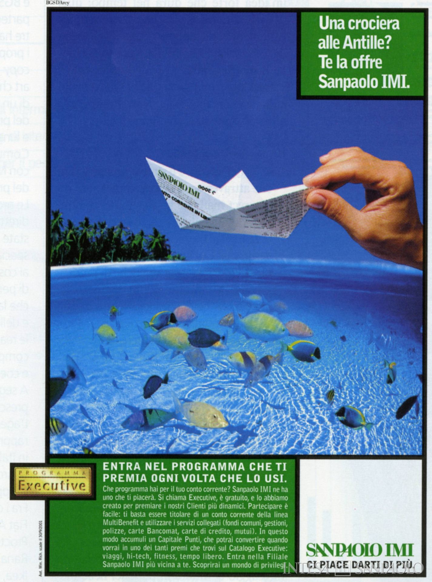 Sanpaolo IMI, pubblicità del Programma Executive tratta dall'house organ Il Magazine, n. 7, 2000