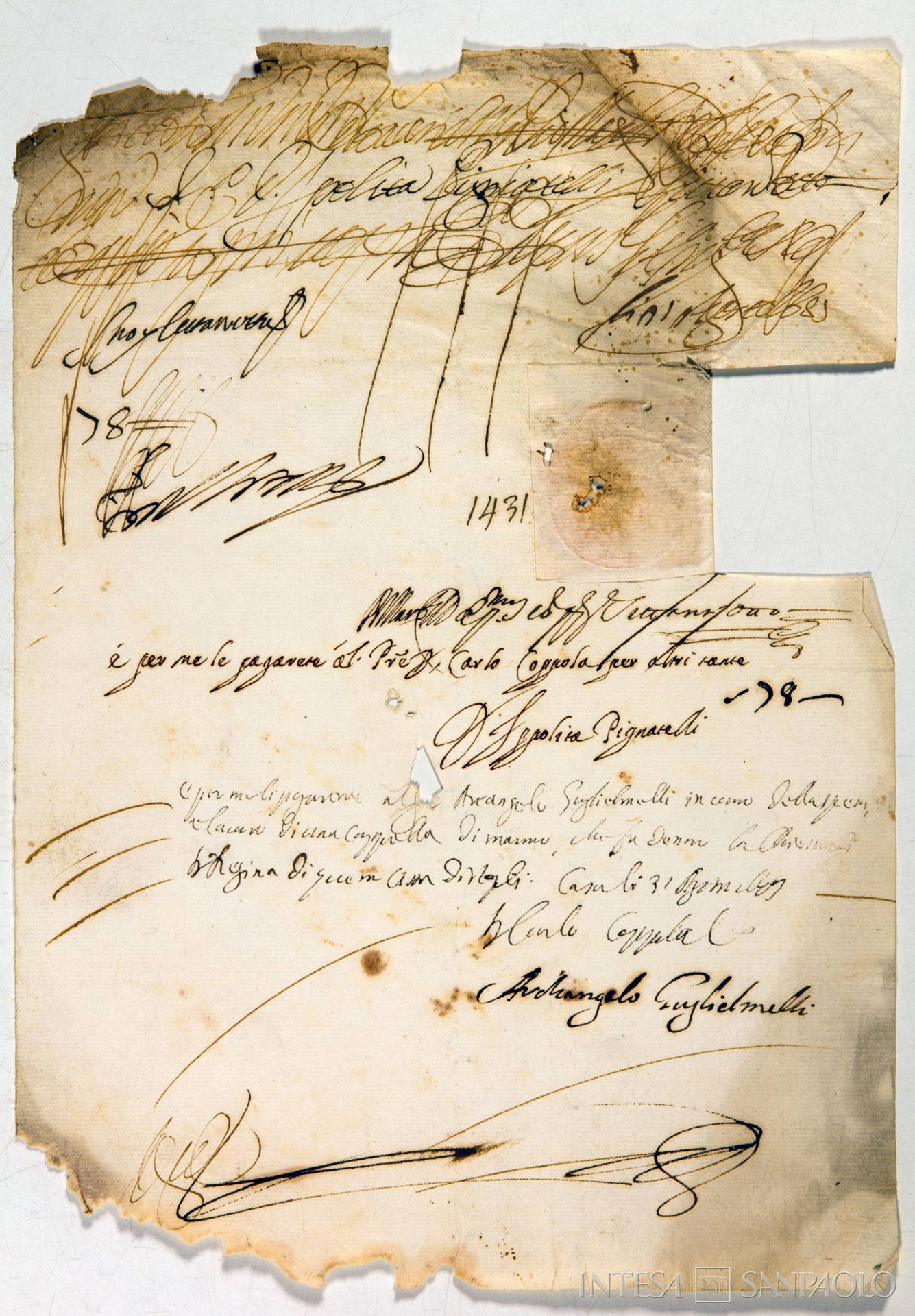 Monte e Banco dei Poveri, fede di credito, 31 agosto 1687 (Archivio Storico del Banco di Napoli)