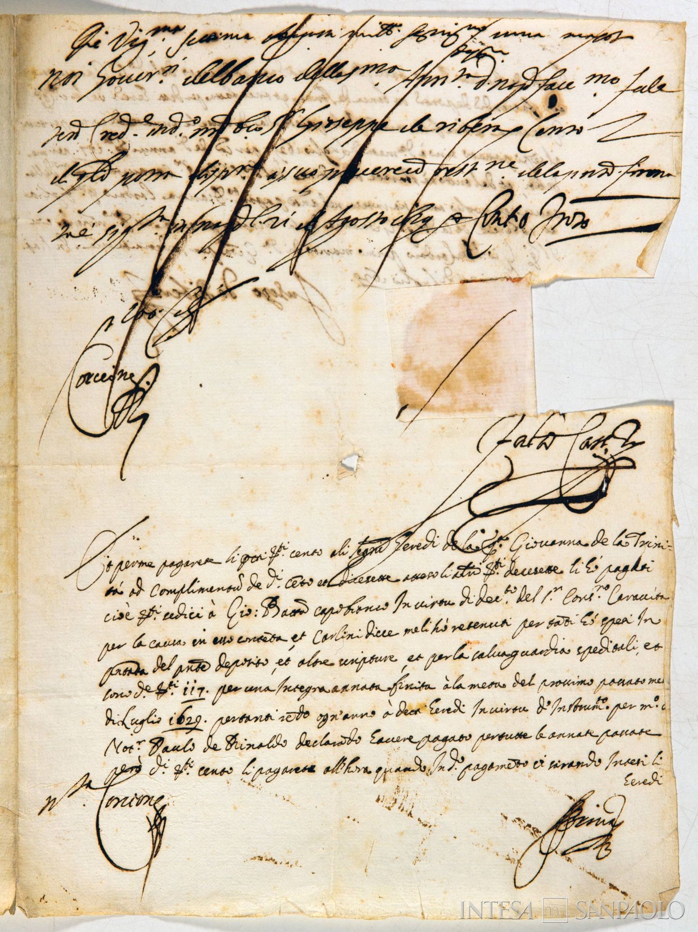 Banco della Santissima Annunziata, fede di credito, 21 agosto 1629 (Archivio Storico del Banco di Napoli)