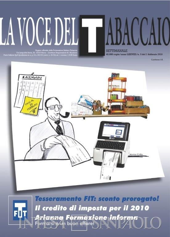 Banca dei Tabaccai, copertina del settimanale La voce del Tabaccaio, n. 5, febbraio 2010 (Archivio Storico FIT)