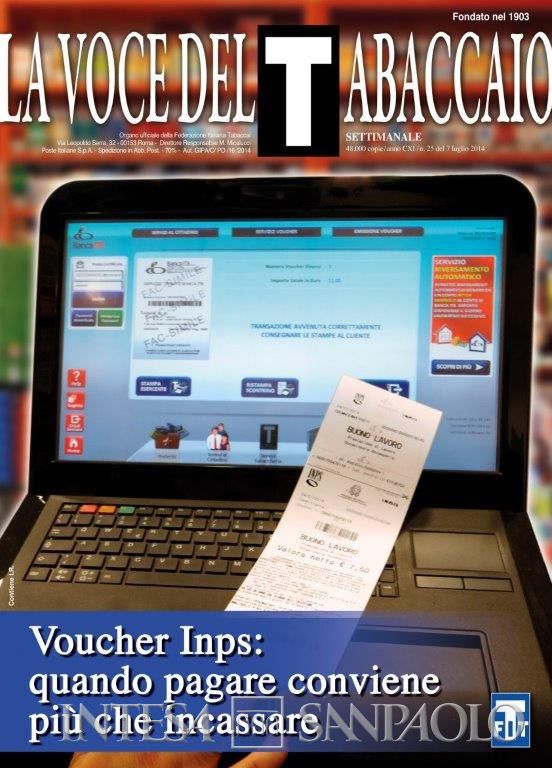 Banca dei Tabaccai, copertina del settimanale La voce del Tabaccaio, n. 25, luglio 2014 (Archivio Storico FIT)