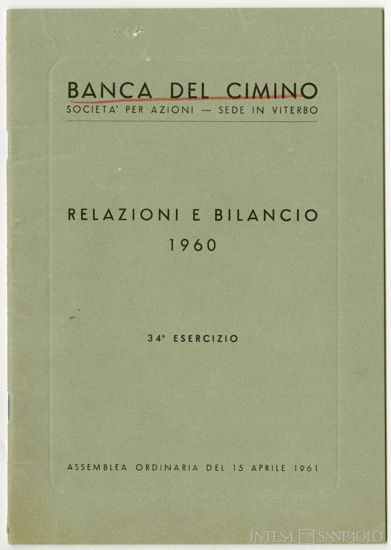 Banca del Cimino, Relazioni e bilancio, 1960