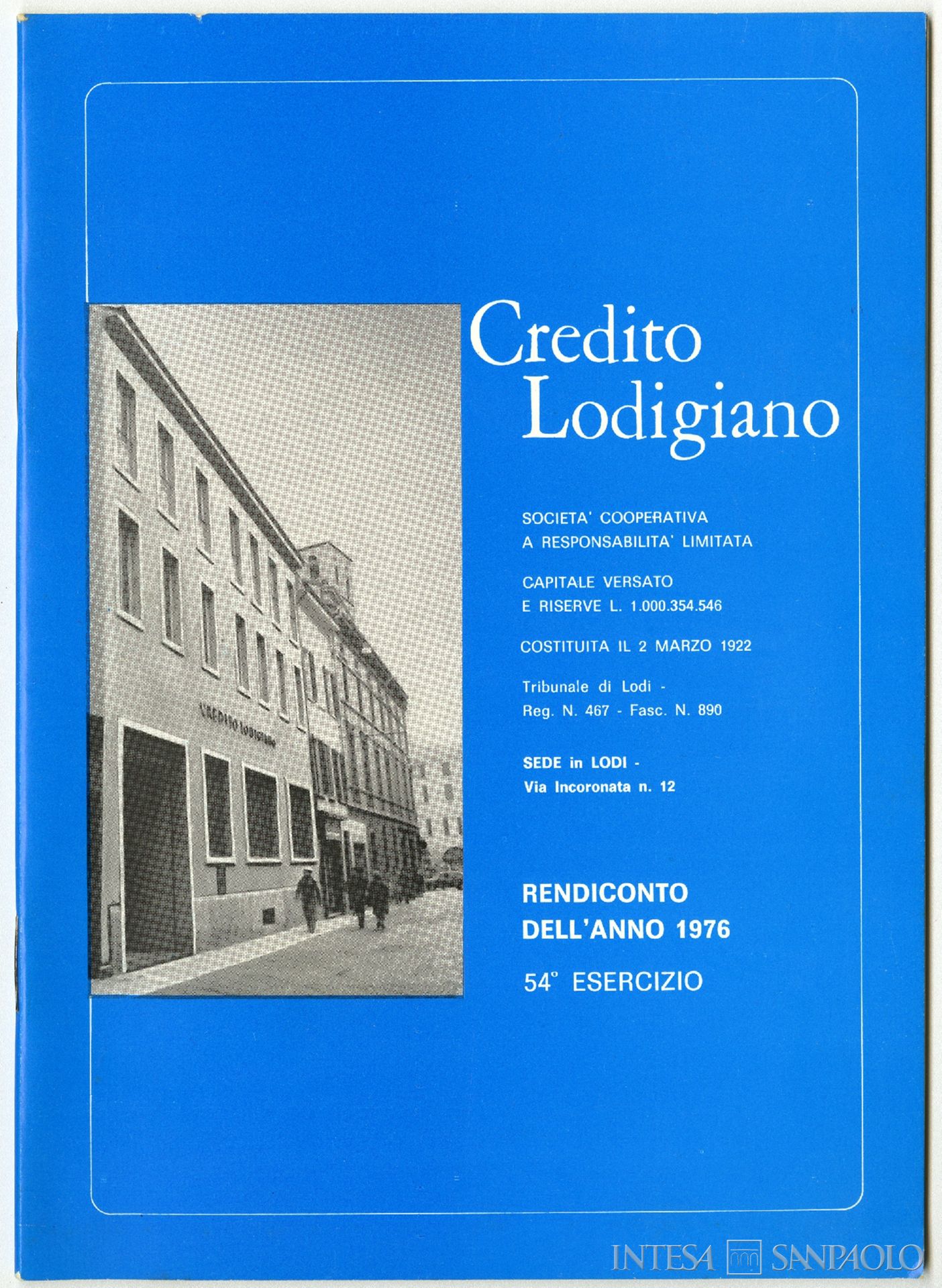 Credito Lodigiano, Rendiconto dell'anno 1976: 54° esercizio, 1977
