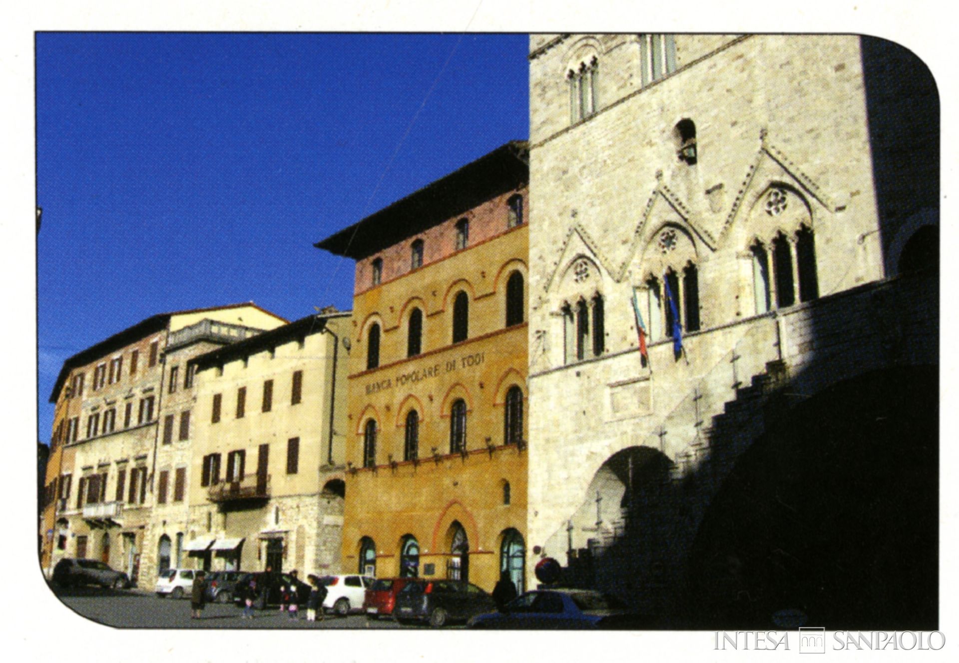 Banca Popolare Cooperativa di Todi, veduta sede in Piazza del Popolo a Todi, tratta da YoUBI n. 1, gennaio-febbraio 2011, p. 63