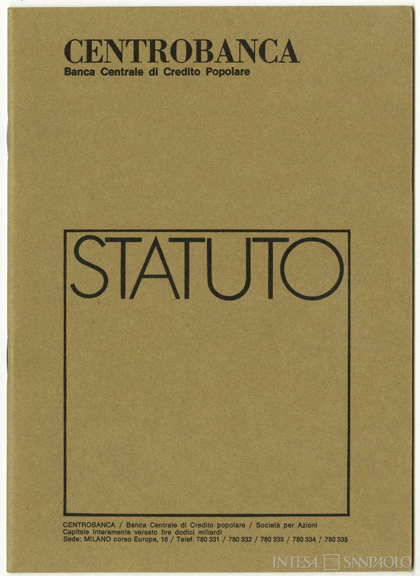 Centrobanca, Statuto, [1972]