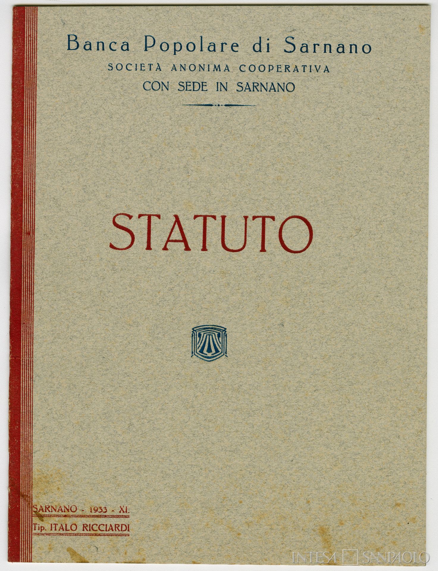 Banca Popolare di Sarnano, statuto del 1933